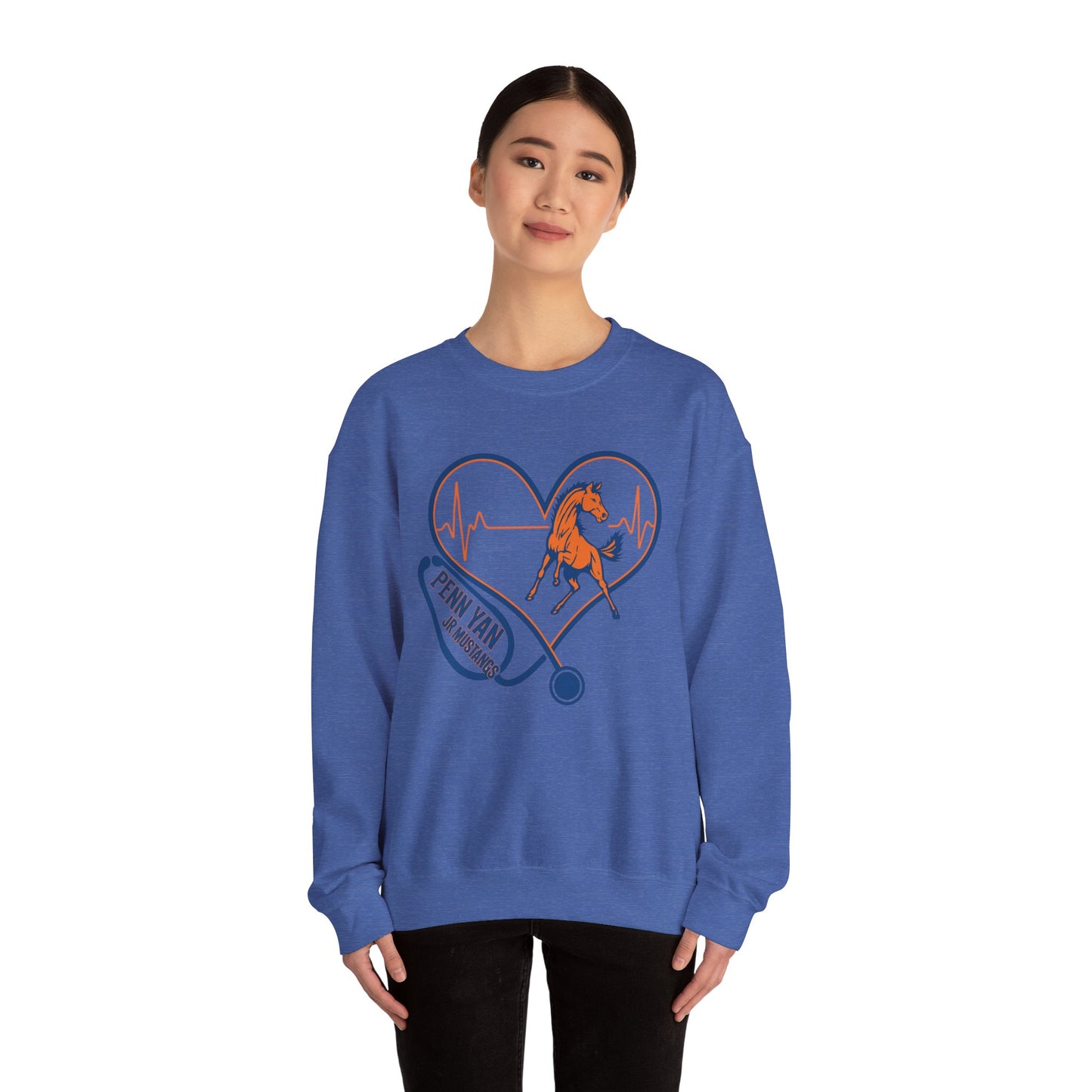 Heartfelt Horse Graphic Crewneck Sweatshirt for Animal Lovers, Cozy Gift for Birthdays, Holidays, Everyday Wear, Equestrian Apparel