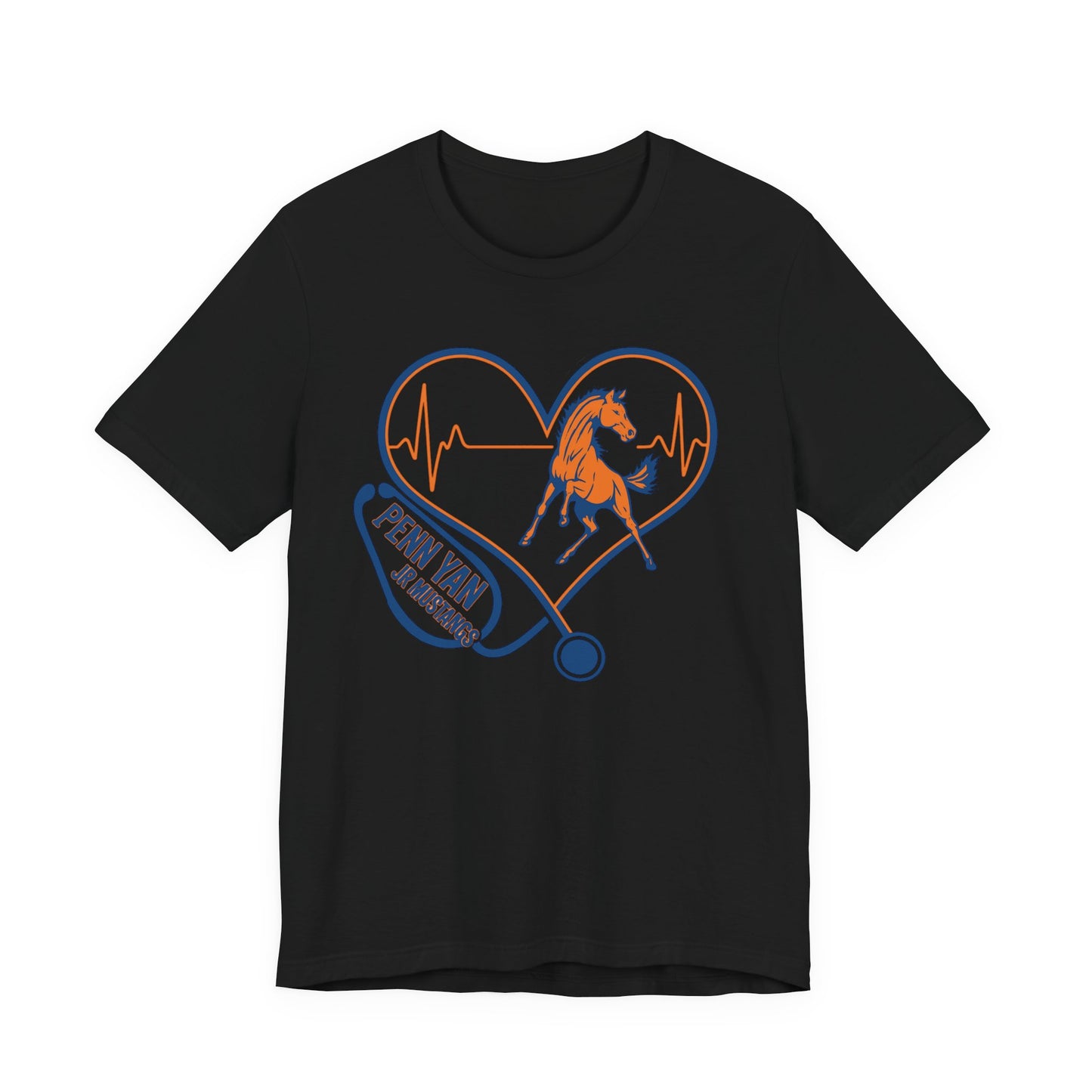 Penn Yan JR Mustangs Heartbeat Tee, Horse Lover's Shirt, Vet Gift, Animal Rights Awareness T-Shirt, Horseback Riding Gear, Country Style Fashion