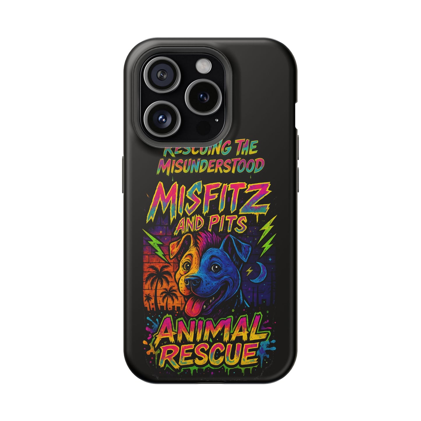 Misfits And Pits Animal Rescue Phone Case - Magnetic Tough Case, Dog Lovers, Pet Adoption, Gift for Animal Advocates, Eco-Friendly Design