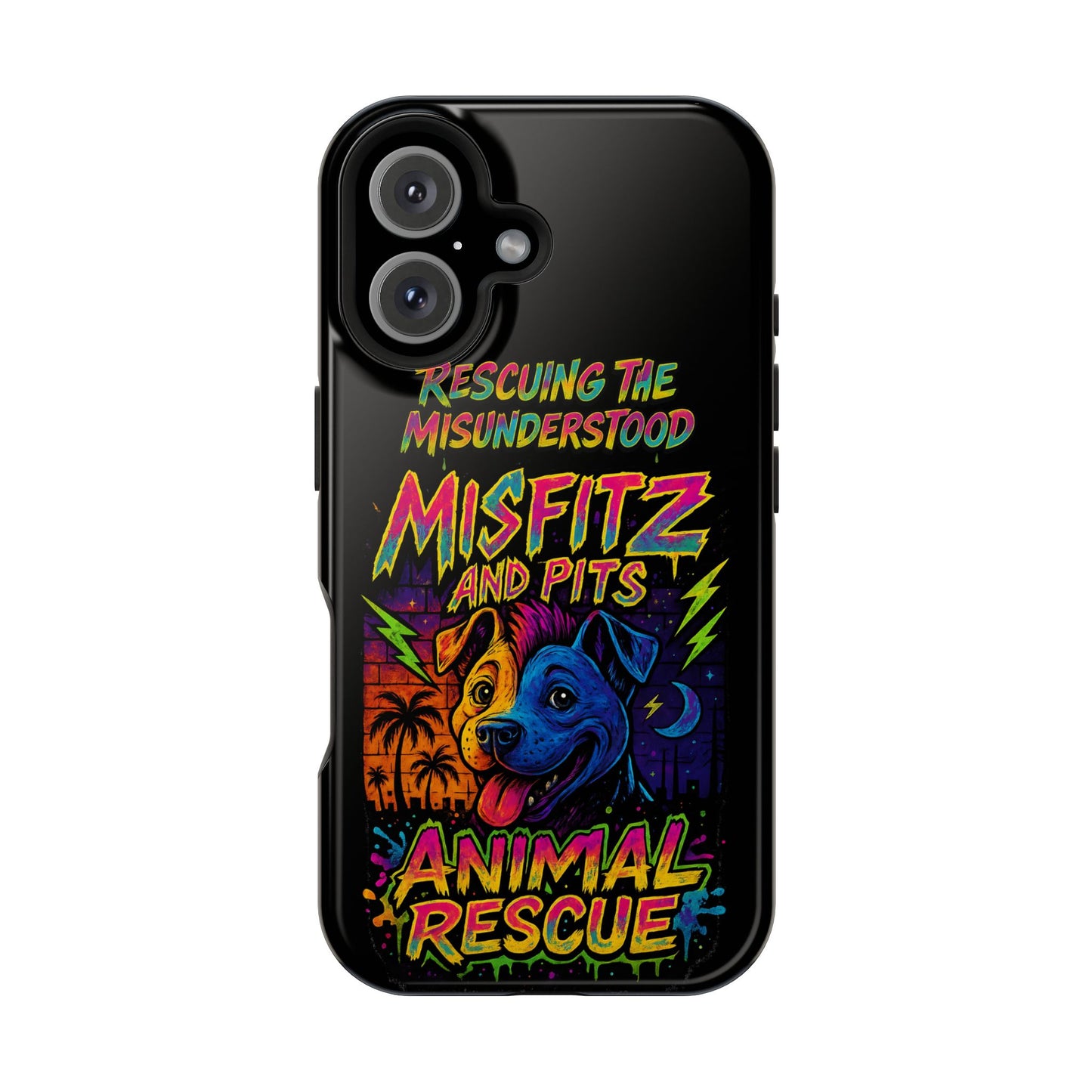 Misfits And Pits Animal Rescue Phone Case - Magnetic Tough Case, Dog Lovers, Pet Adoption, Gift for Animal Advocates, Eco-Friendly Design