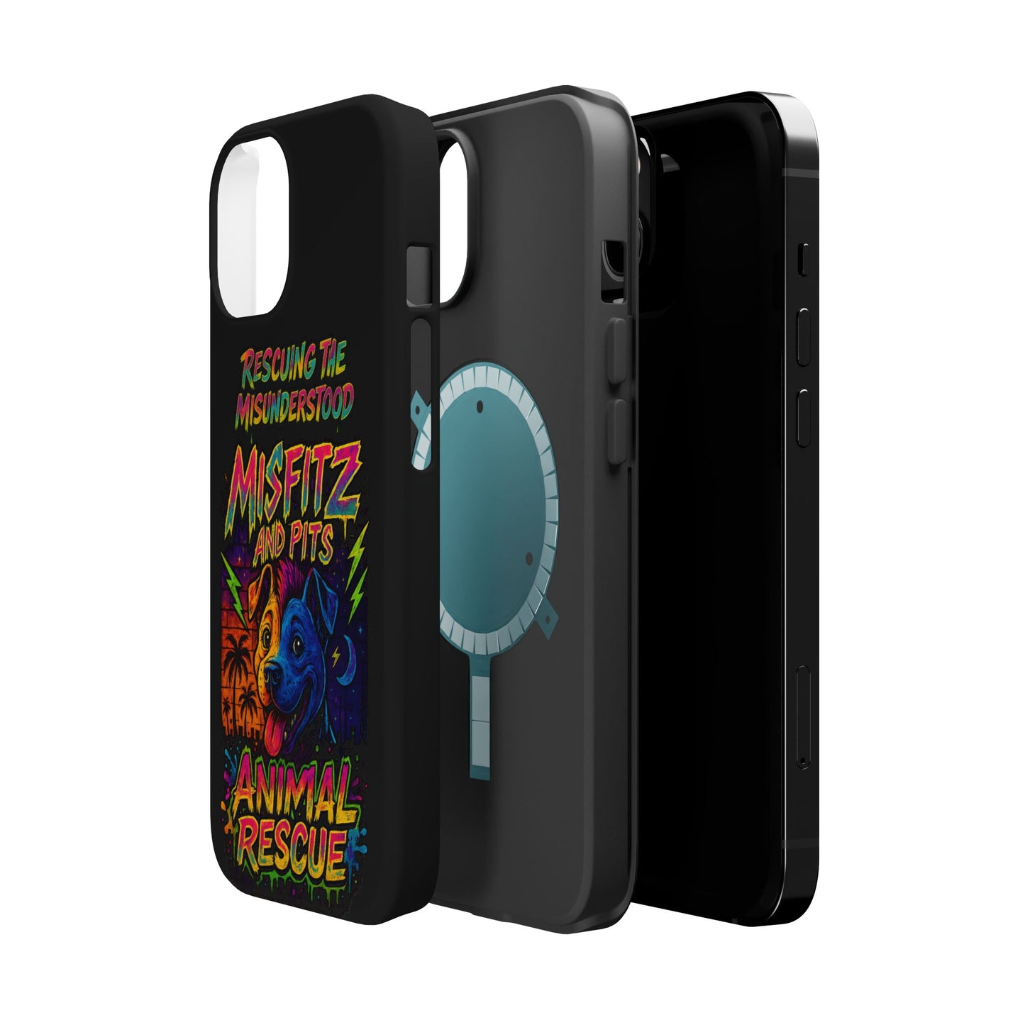 Misfits And Pits Animal Rescue Phone Case - Magnetic Tough Case, Dog Lovers, Pet Adoption, Gift for Animal Advocates, Eco-Friendly Design