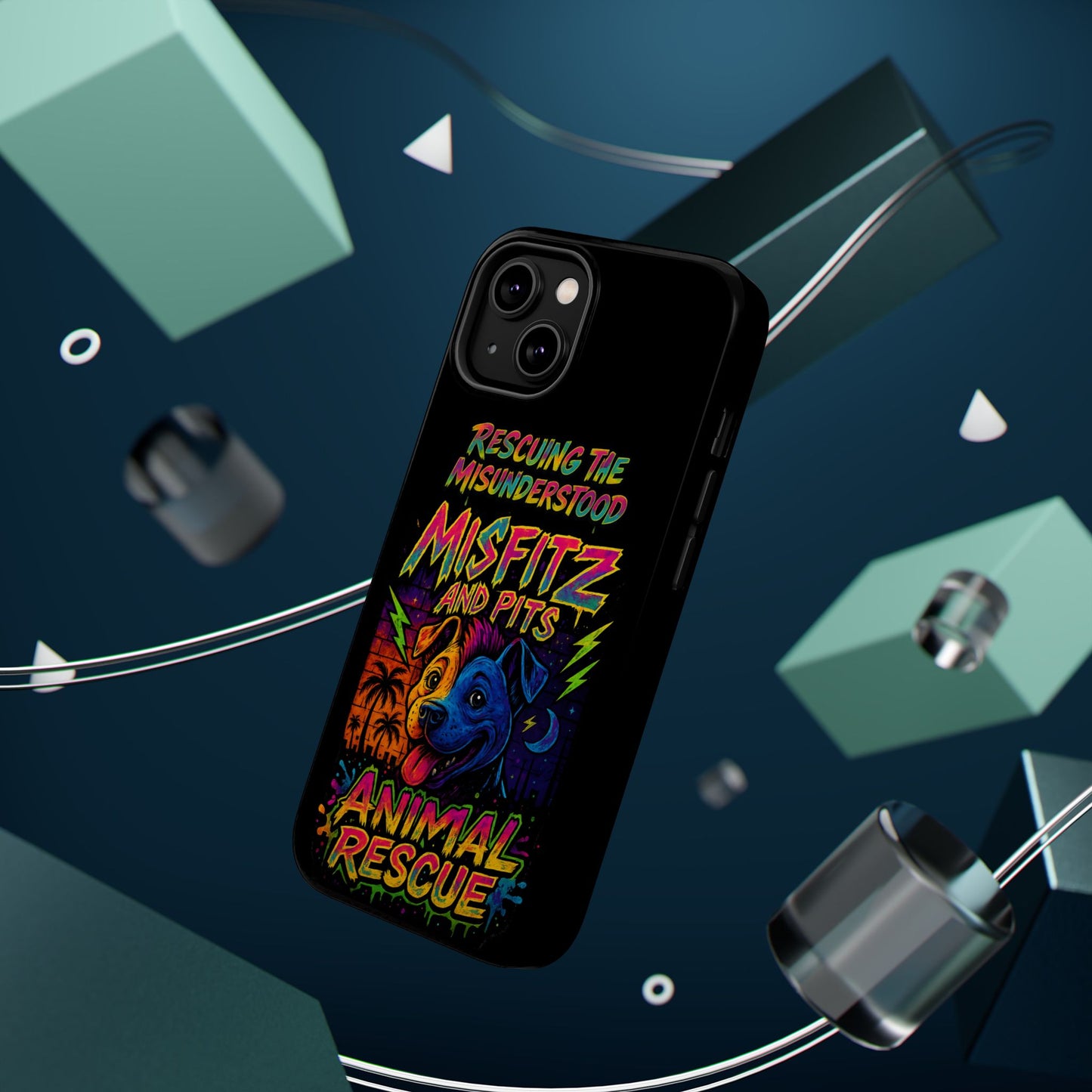Misfits And Pits Animal Rescue Phone Case - Magnetic Tough Case, Dog Lovers, Pet Adoption, Gift for Animal Advocates, Eco-Friendly Design