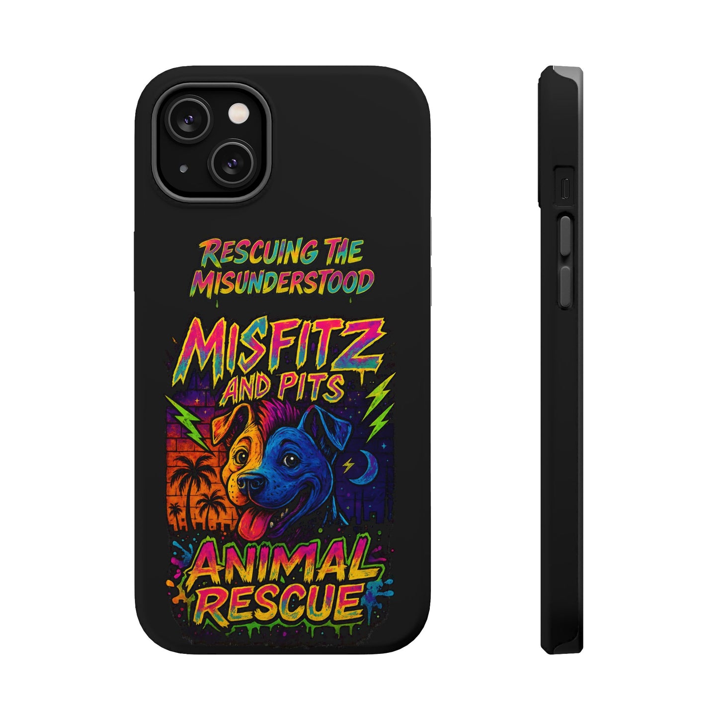 Misfits And Pits Animal Rescue Phone Case - Magnetic Tough Case, Dog Lovers, Pet Adoption, Gift for Animal Advocates, Eco-Friendly Design