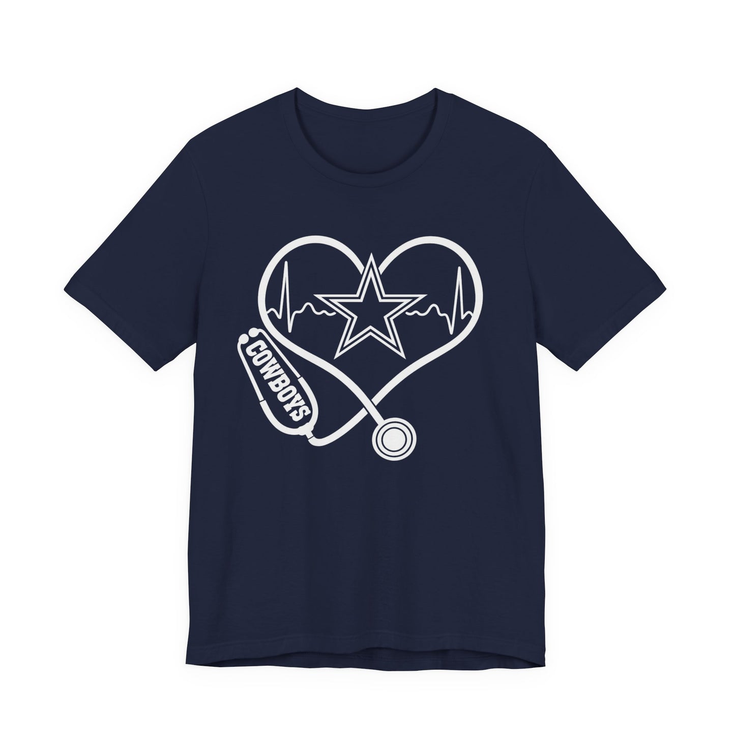 Dallas Nurse Jersey Tee - Casual Wear, Gift Idea, Heart Design, Fun Fashion, Everyday Comfort