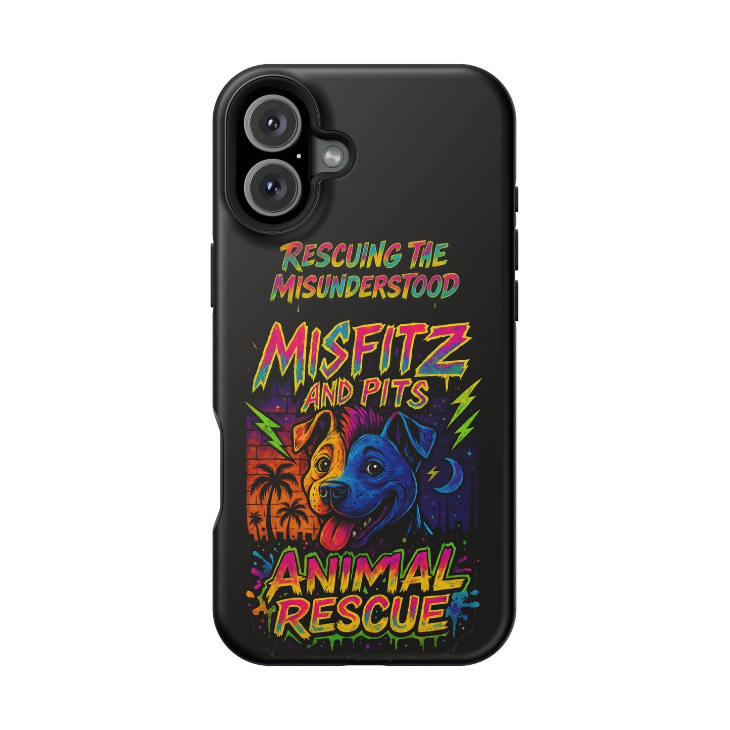 Misfits And Pits Animal Rescue Phone Case - Magnetic Tough Case, Dog Lovers, Pet Adoption, Gift for Animal Advocates, Eco-Friendly Design