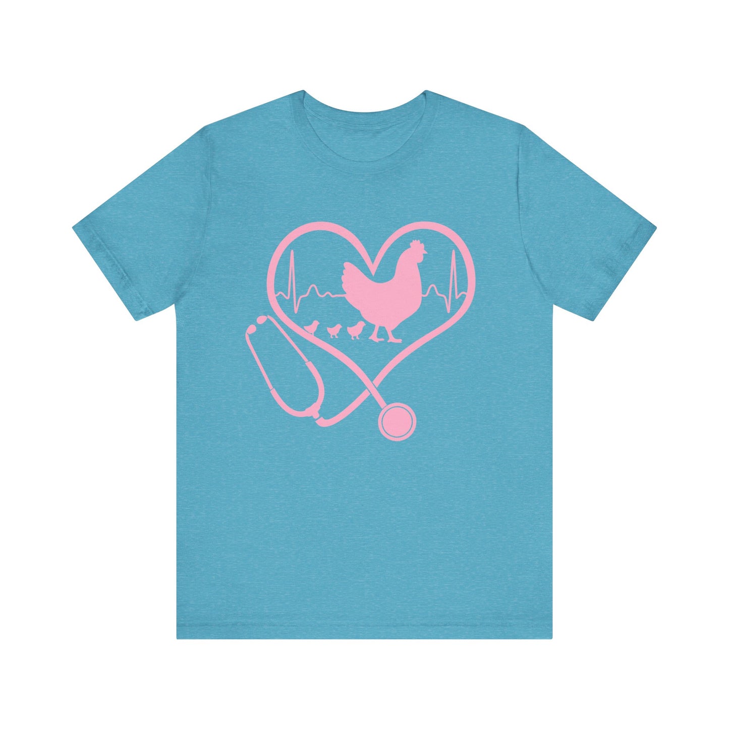 Cute Chicken Heartbeat Tee, Animal Lover T-Shirt, Veterinary Gift, Farm Animal Apparel, Eco-Friendly Fashion