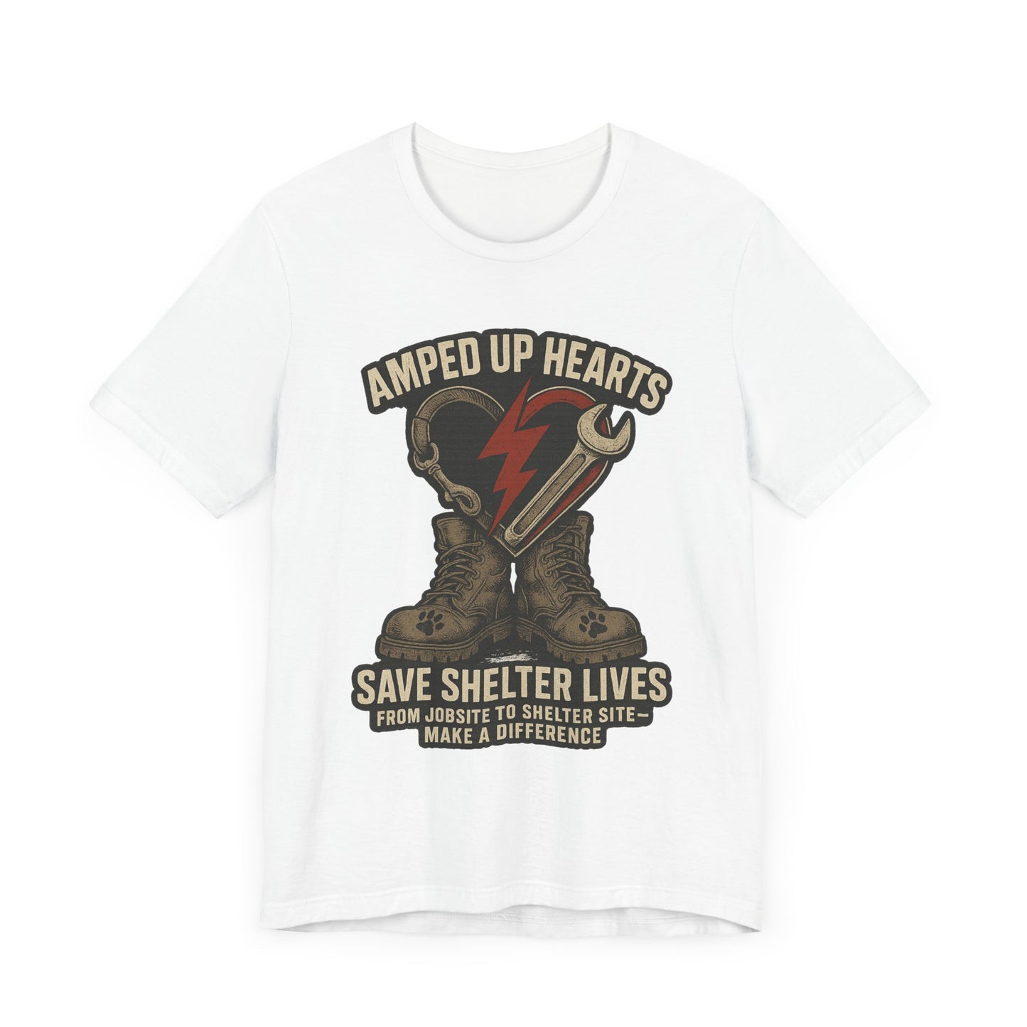 Amped Up Hearts Unisex Tee, Save Shelter Lives Shirt, Heartfelt Volunteer Tee, Animal Rescue Apparel, Thoughtful Gift for Animal Lovers