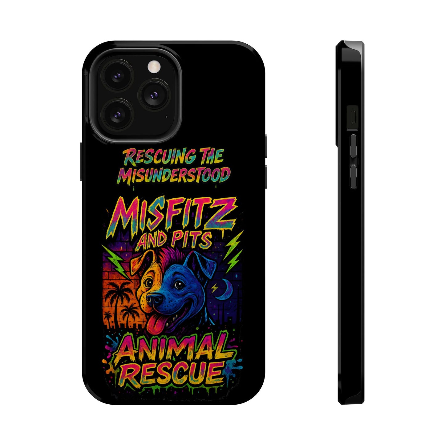 Misfits And Pits Animal Rescue Phone Case - Magnetic Tough Case, Dog Lovers, Pet Adoption, Gift for Animal Advocates, Eco-Friendly Design