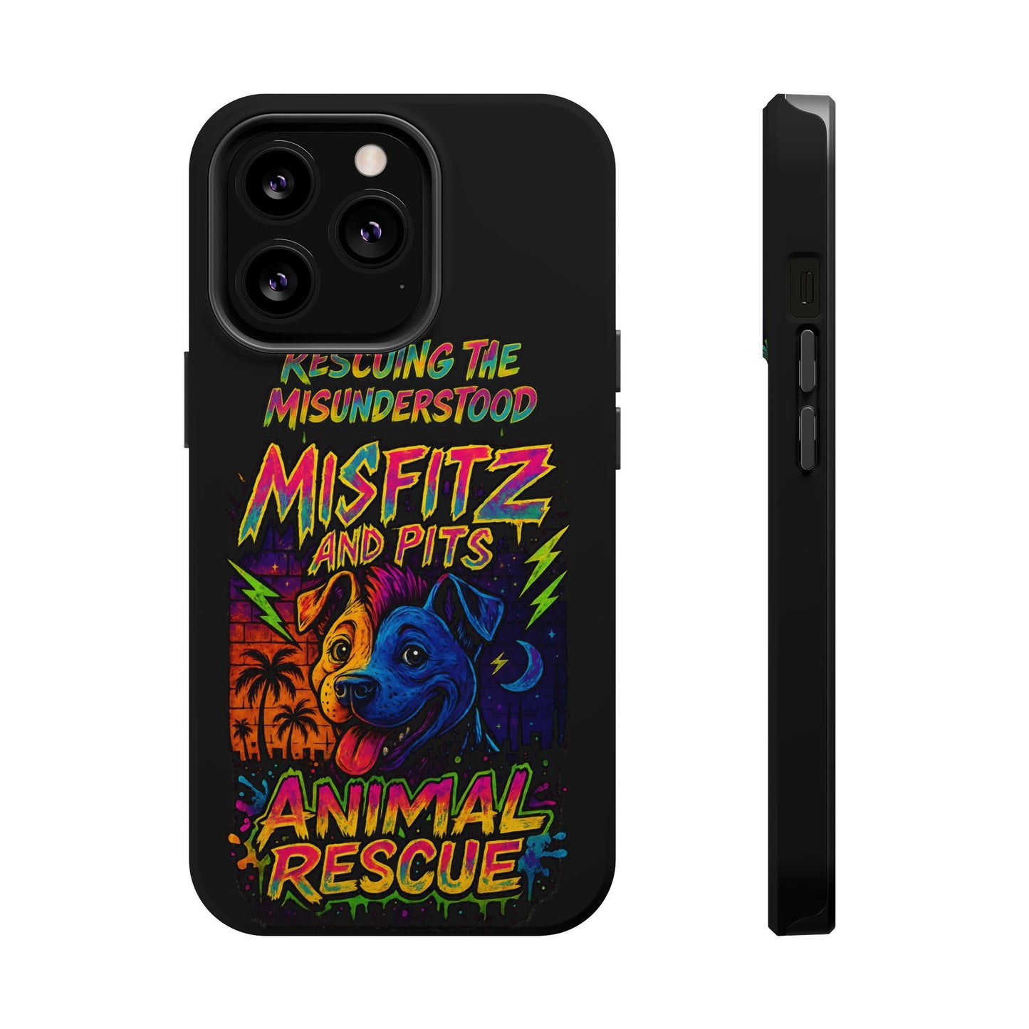 Misfits And Pits Animal Rescue Phone Case - Magnetic Tough Case, Dog Lovers, Pet Adoption, Gift for Animal Advocates, Eco-Friendly Design