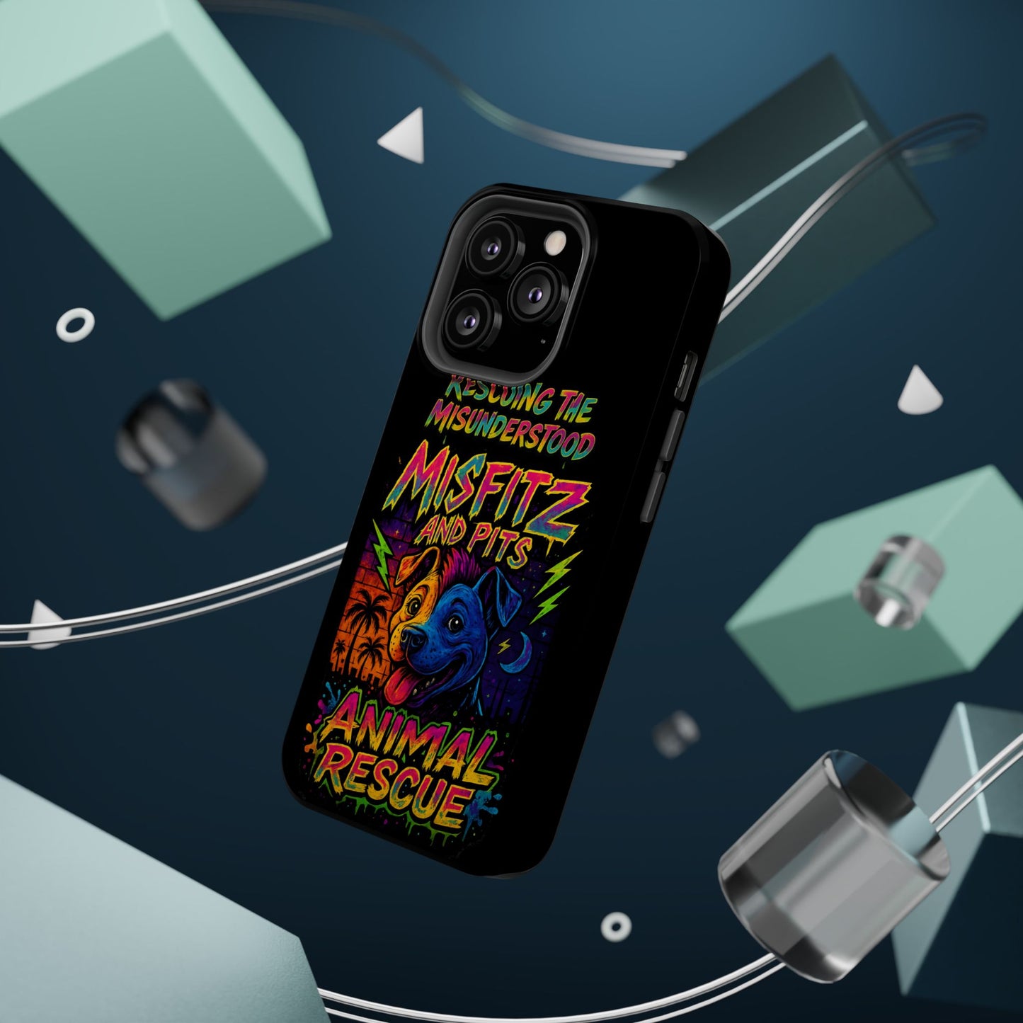 Misfits And Pits Animal Rescue Phone Case - Magnetic Tough Case, Dog Lovers, Pet Adoption, Gift for Animal Advocates, Eco-Friendly Design