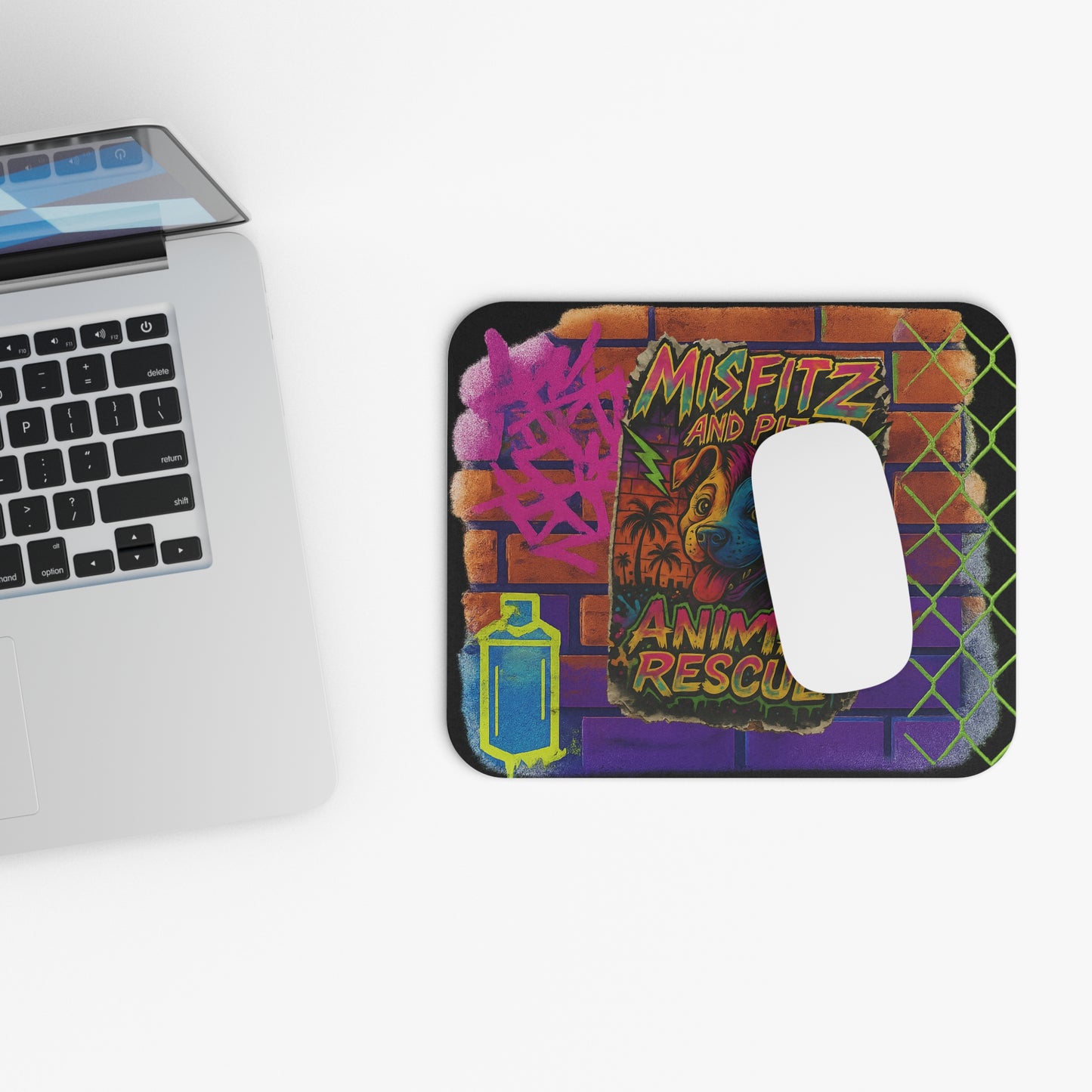 Misfitz And Pits Animal Rescue Mouse Pad, Fun Office Gift, Pet Lover Accessory, Gamer Mousepad, Creative Desk Décor