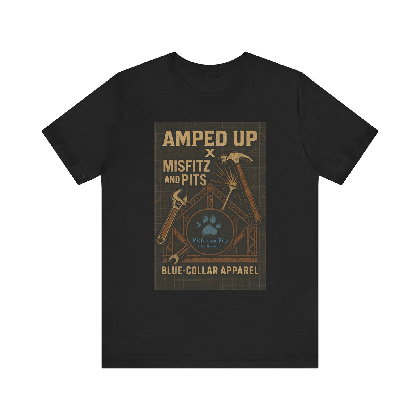 Misfitz and Pits and Amped Up T-Shirt, Unisex Work Tee, Casual Labor Shirt, Gift for Tradespeople, Father's Day Apparel