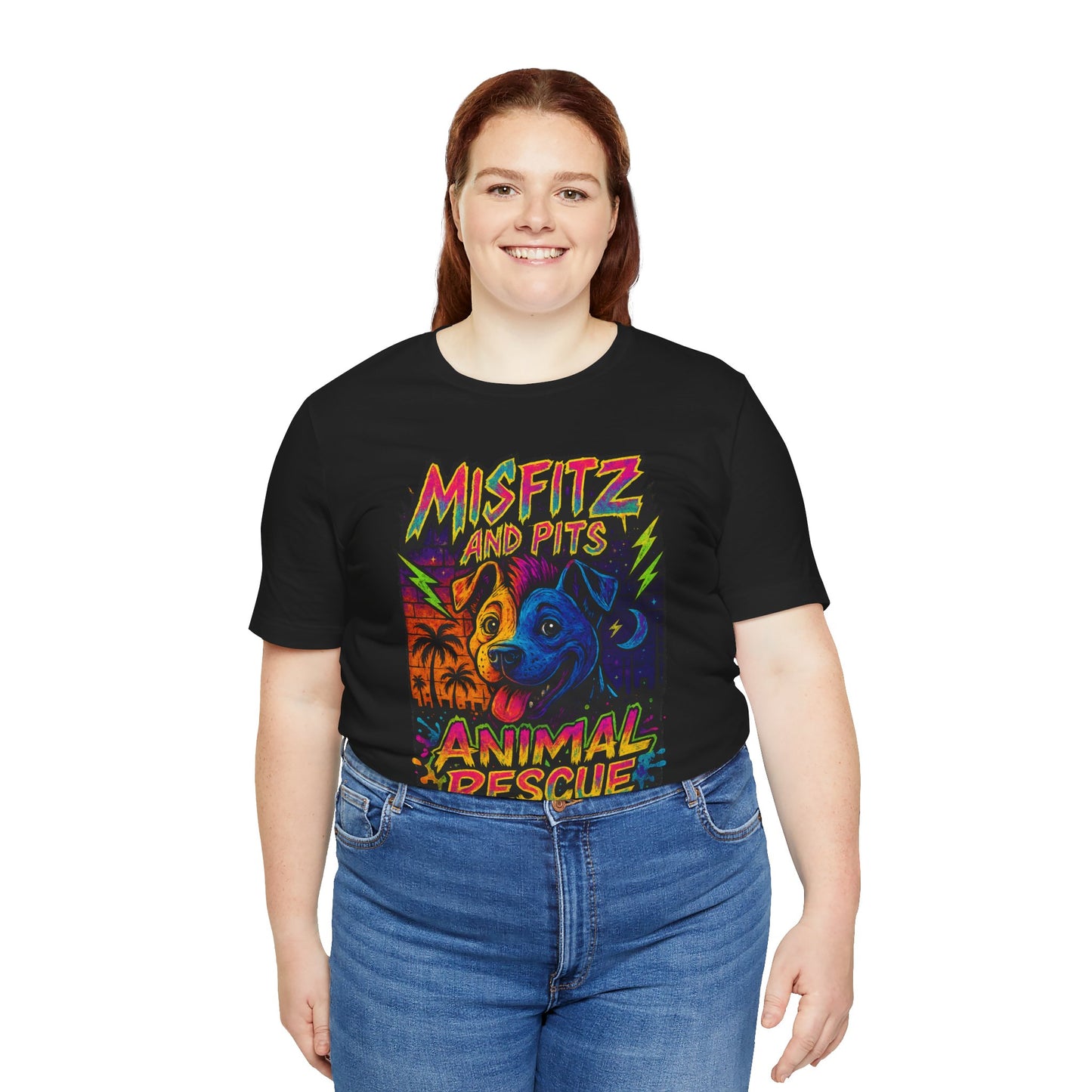Misfits And Pits Animal Rescue logo Tshirt , Animal Rescue Shirt, Unisex Graphic Tee, Pet Lover Gift, Misfit Dogs Apparel, Fundraiser Tee
