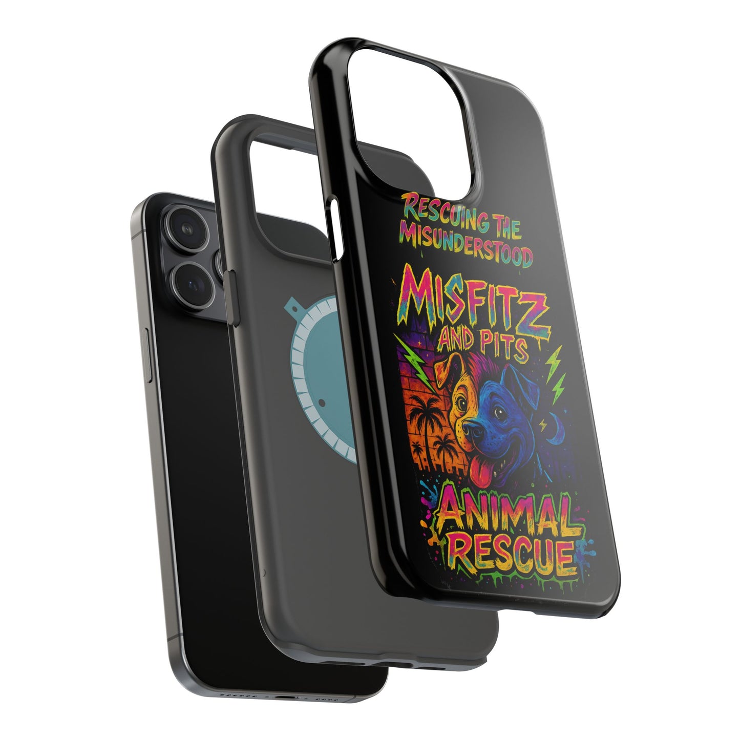 Misfits And Pits Animal Rescue Phone Case - Magnetic Tough Case, Dog Lovers, Pet Adoption, Gift for Animal Advocates, Eco-Friendly Design