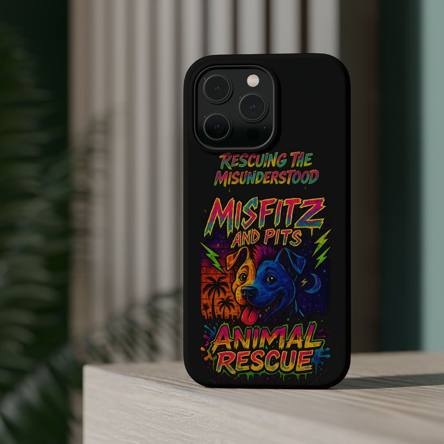 Misfits And Pits Animal Rescue Phone Case - Magnetic Tough Case, Dog Lovers, Pet Adoption, Gift for Animal Advocates, Eco-Friendly Design
