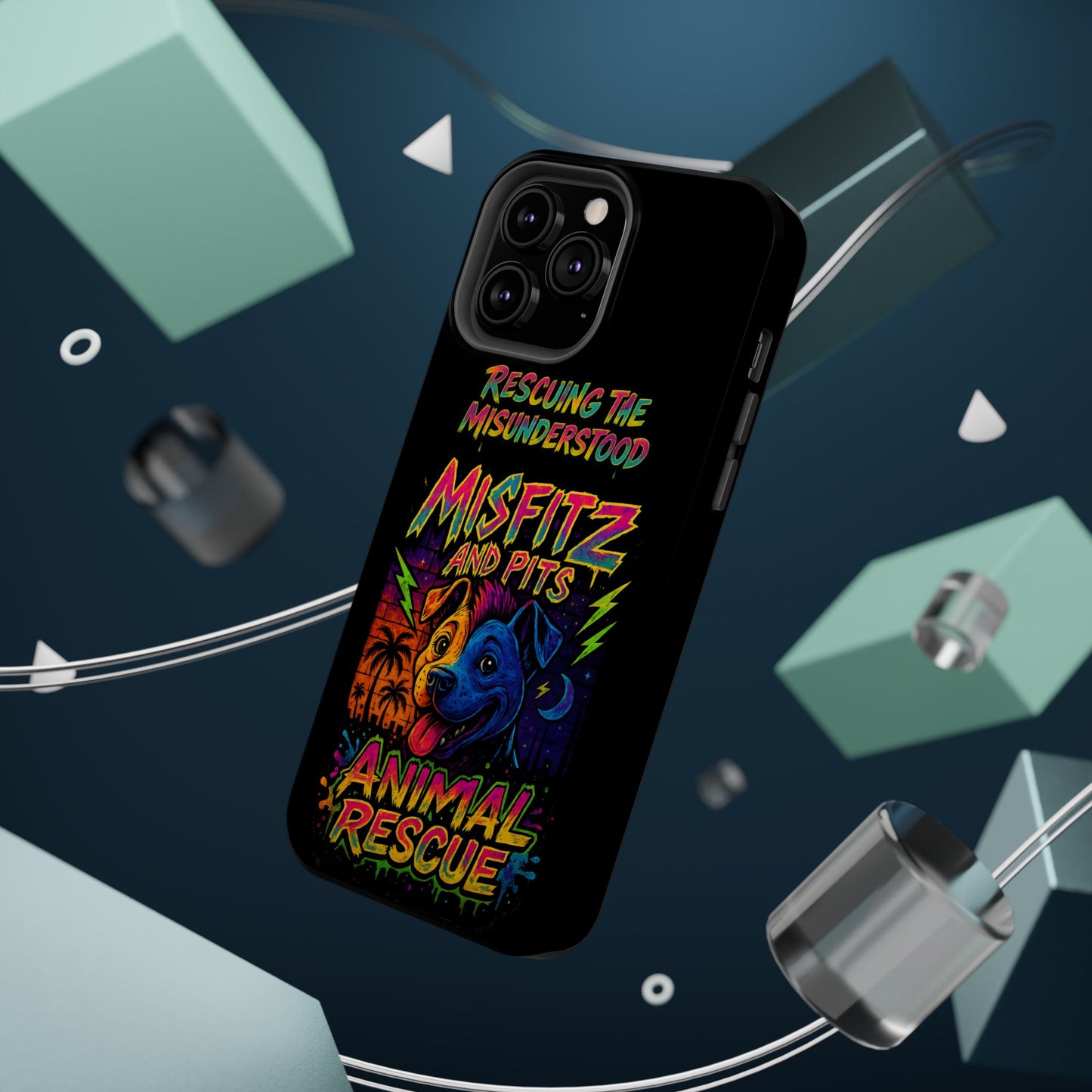 Misfits And Pits Animal Rescue Phone Case - Magnetic Tough Case, Dog Lovers, Pet Adoption, Gift for Animal Advocates, Eco-Friendly Design