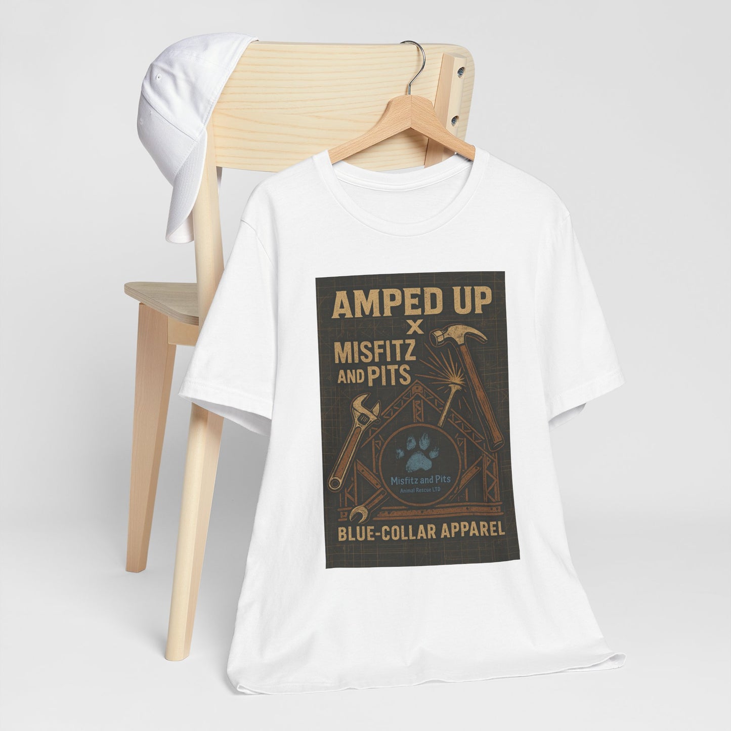 Misfitz and Pits and Amped Up T-Shirt, Unisex Work Tee, Casual Labor Shirt, Gift for Tradespeople, Father's Day Apparel