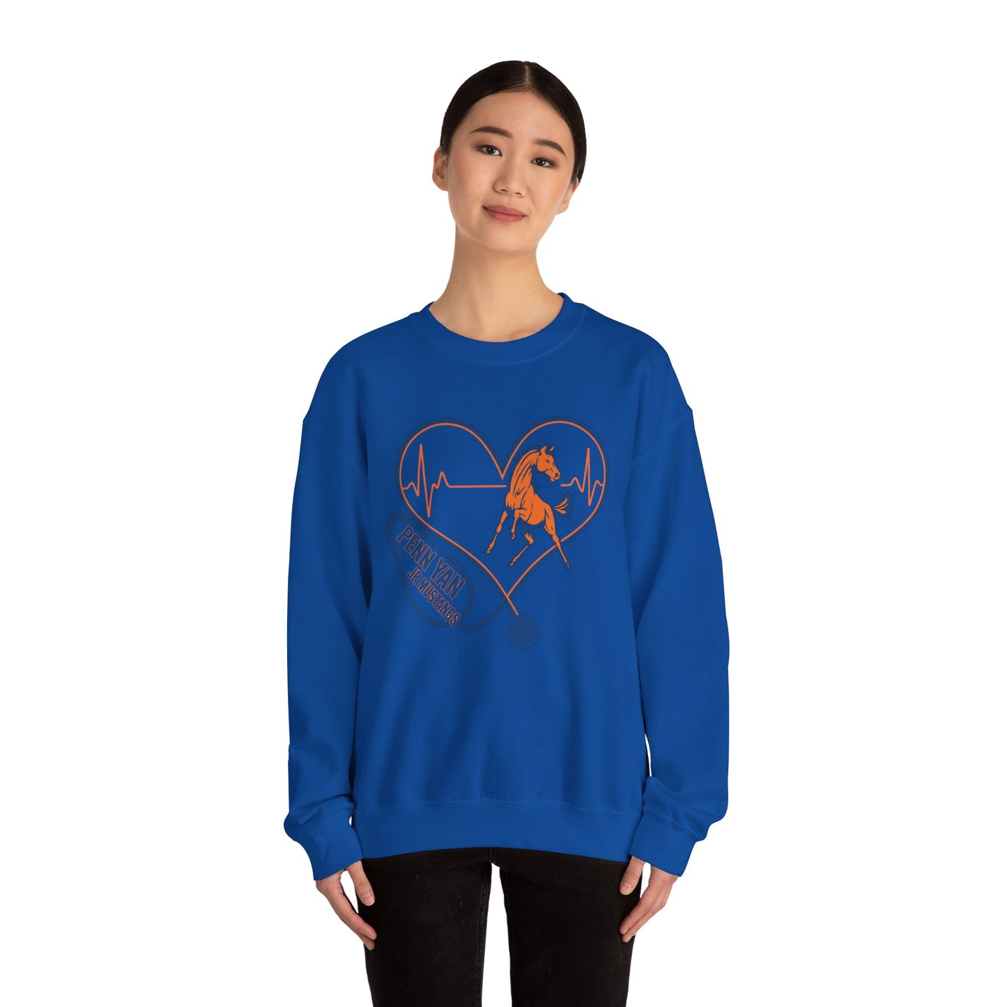 Heartfelt Horse Graphic Crewneck Sweatshirt for Animal Lovers, Cozy Gift for Birthdays, Holidays, Everyday Wear, Equestrian Apparel