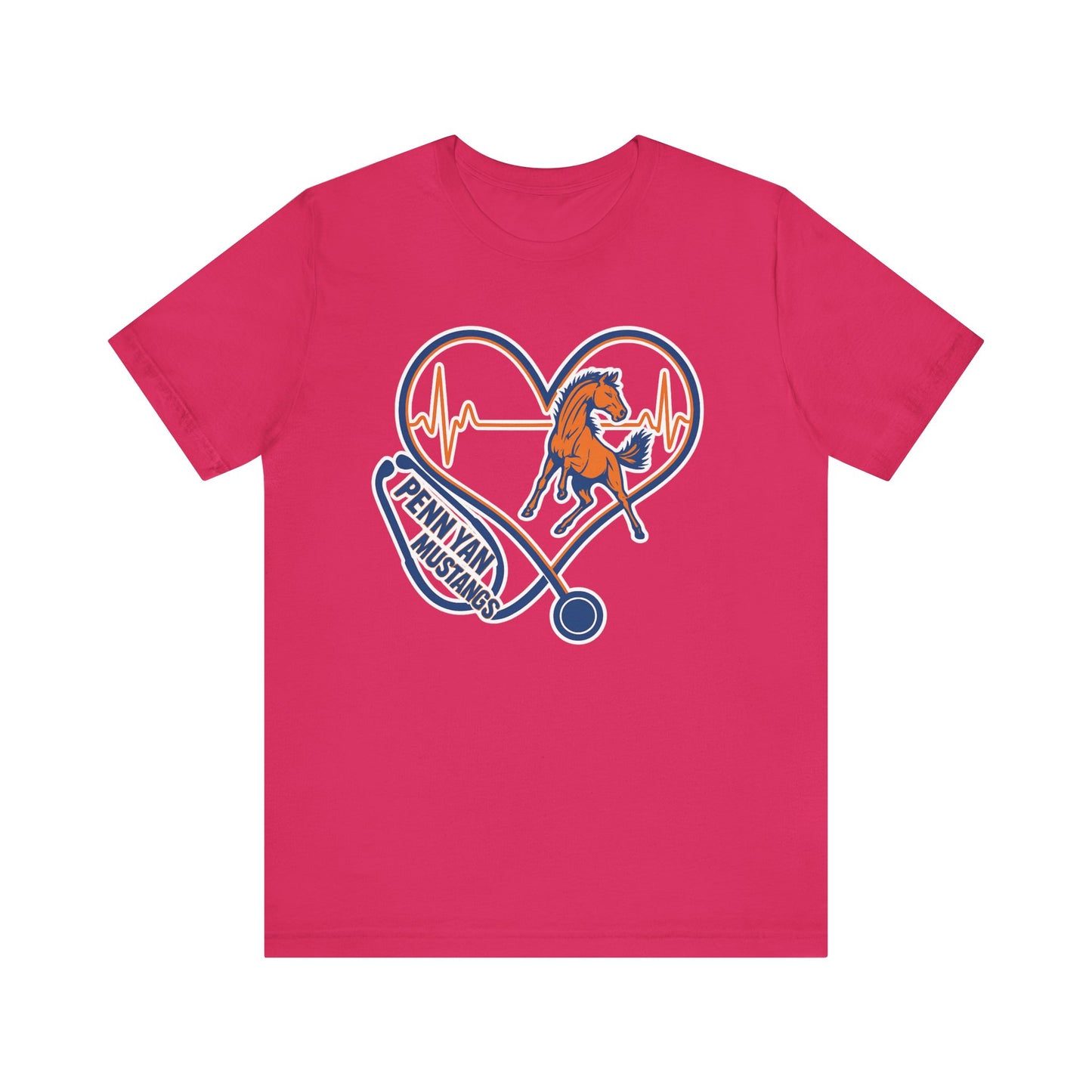 Penn Yan Mustangs Heartbeat Unisex Tee, Equestrian T-Shirt, Horse Lover Gift, Animal Lover Apparel, Casual Wear, Horseback Riding Shirt