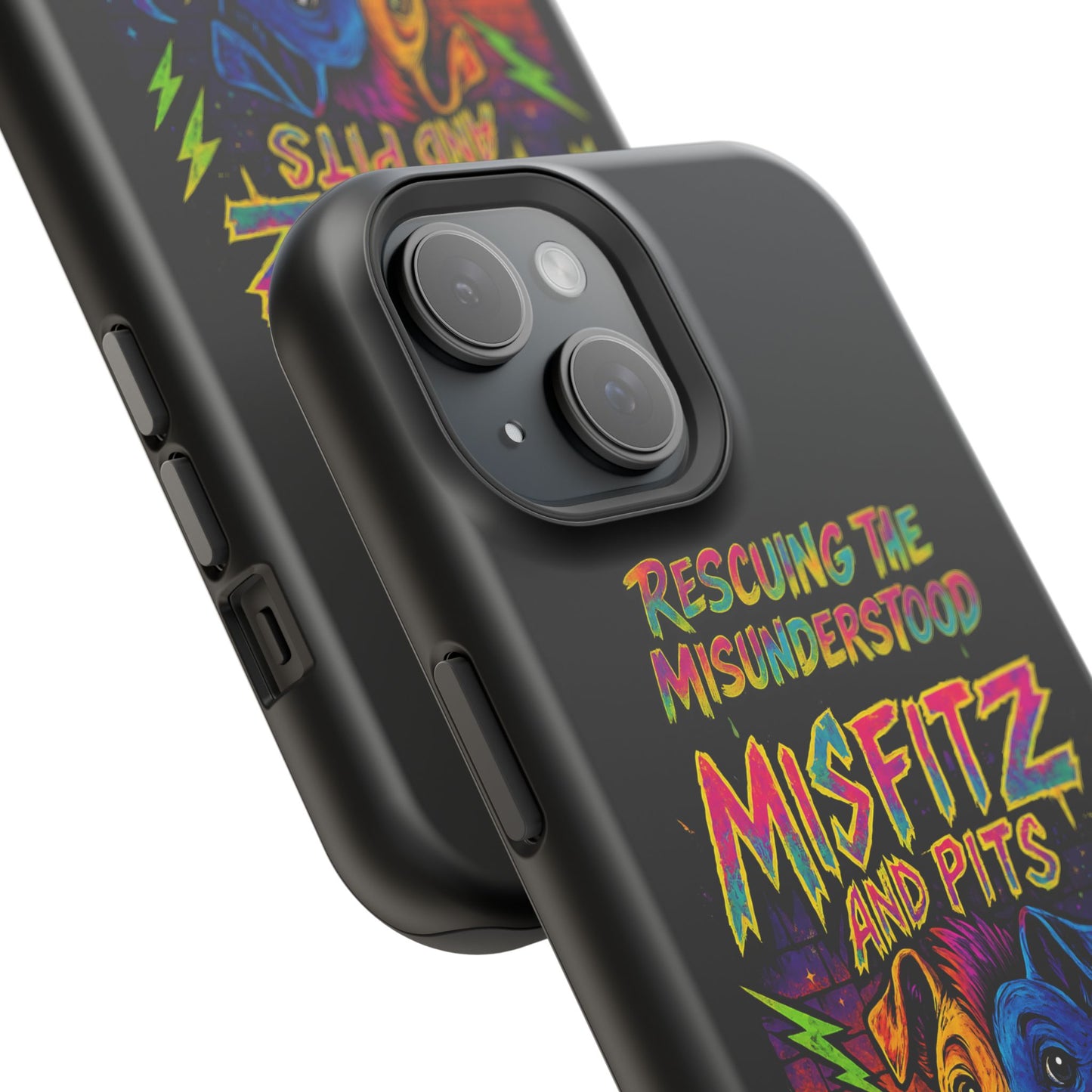 Misfits And Pits Animal Rescue Phone Case - Magnetic Tough Case, Dog Lovers, Pet Adoption, Gift for Animal Advocates, Eco-Friendly Design