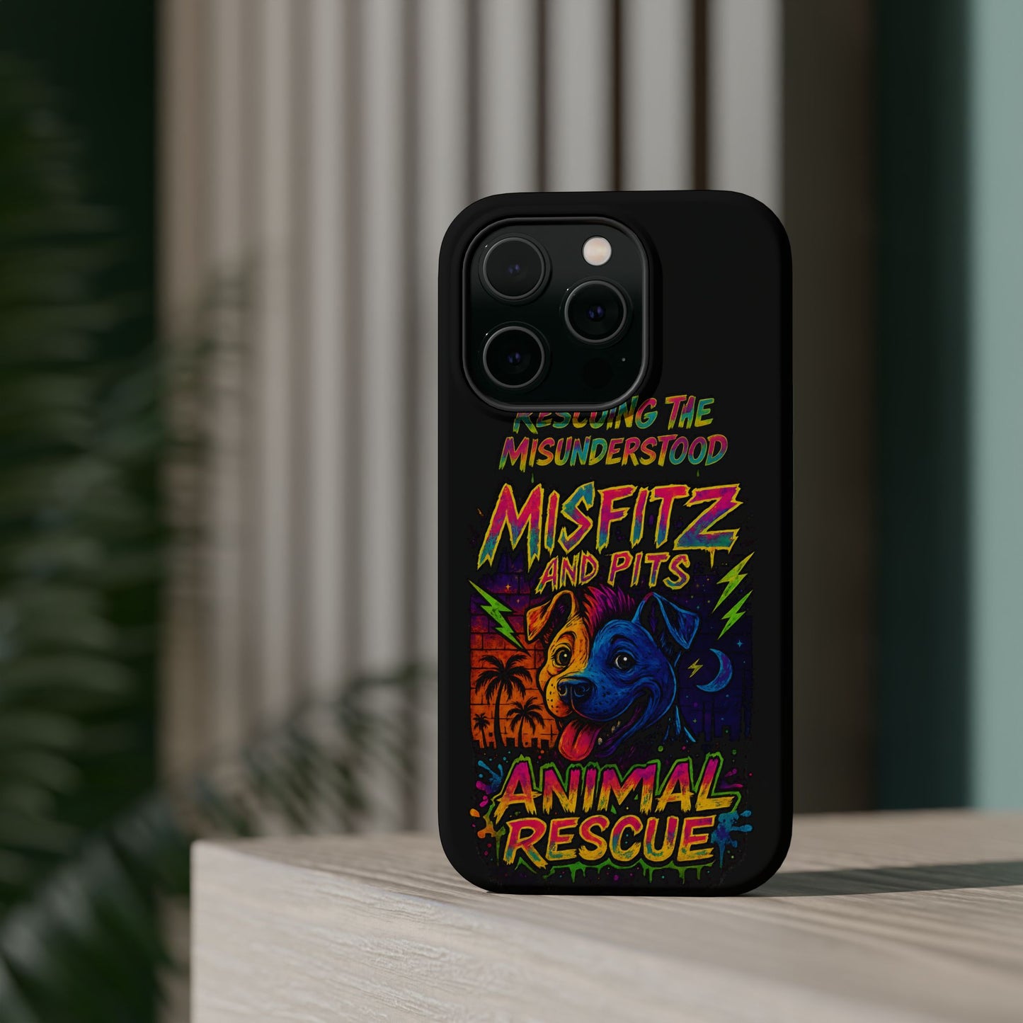 Misfits And Pits Animal Rescue Phone Case - Magnetic Tough Case, Dog Lovers, Pet Adoption, Gift for Animal Advocates, Eco-Friendly Design