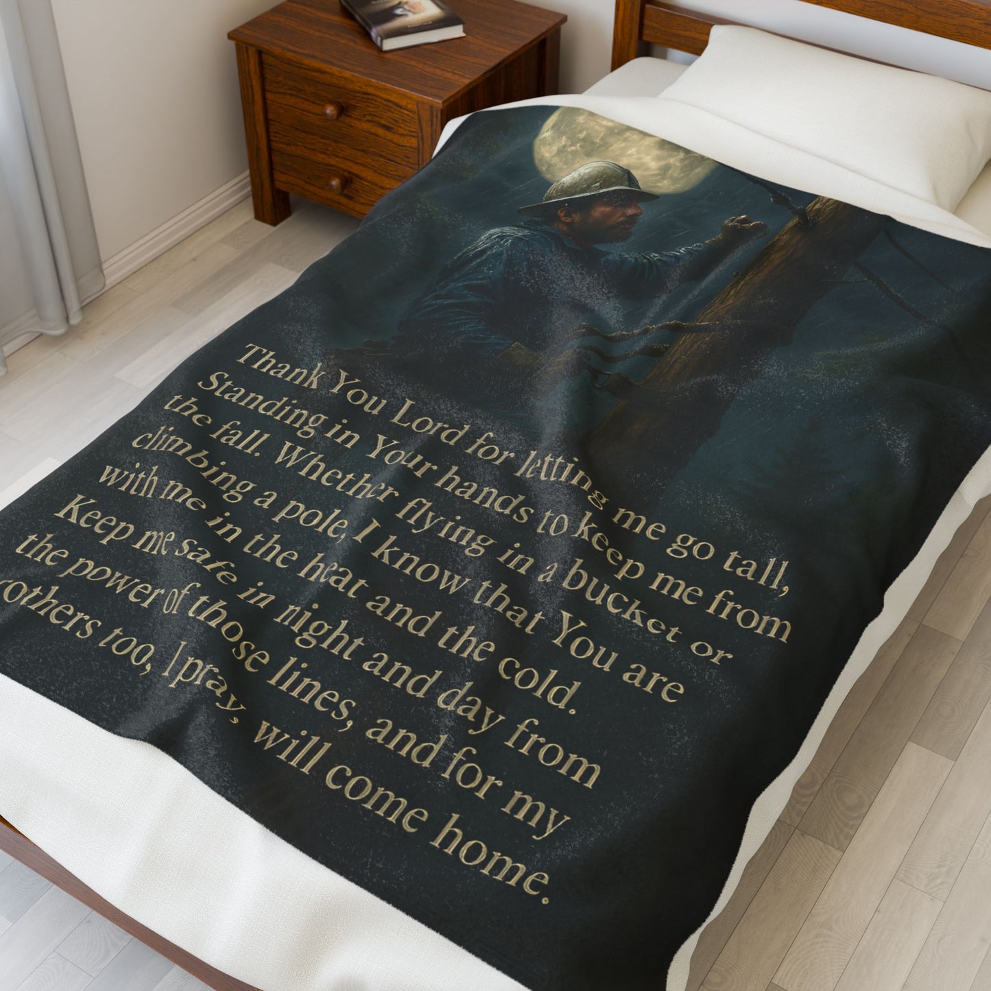 A lineman’s prayer Velveteen Plush Blanket - Thank You Lord Prayer Design