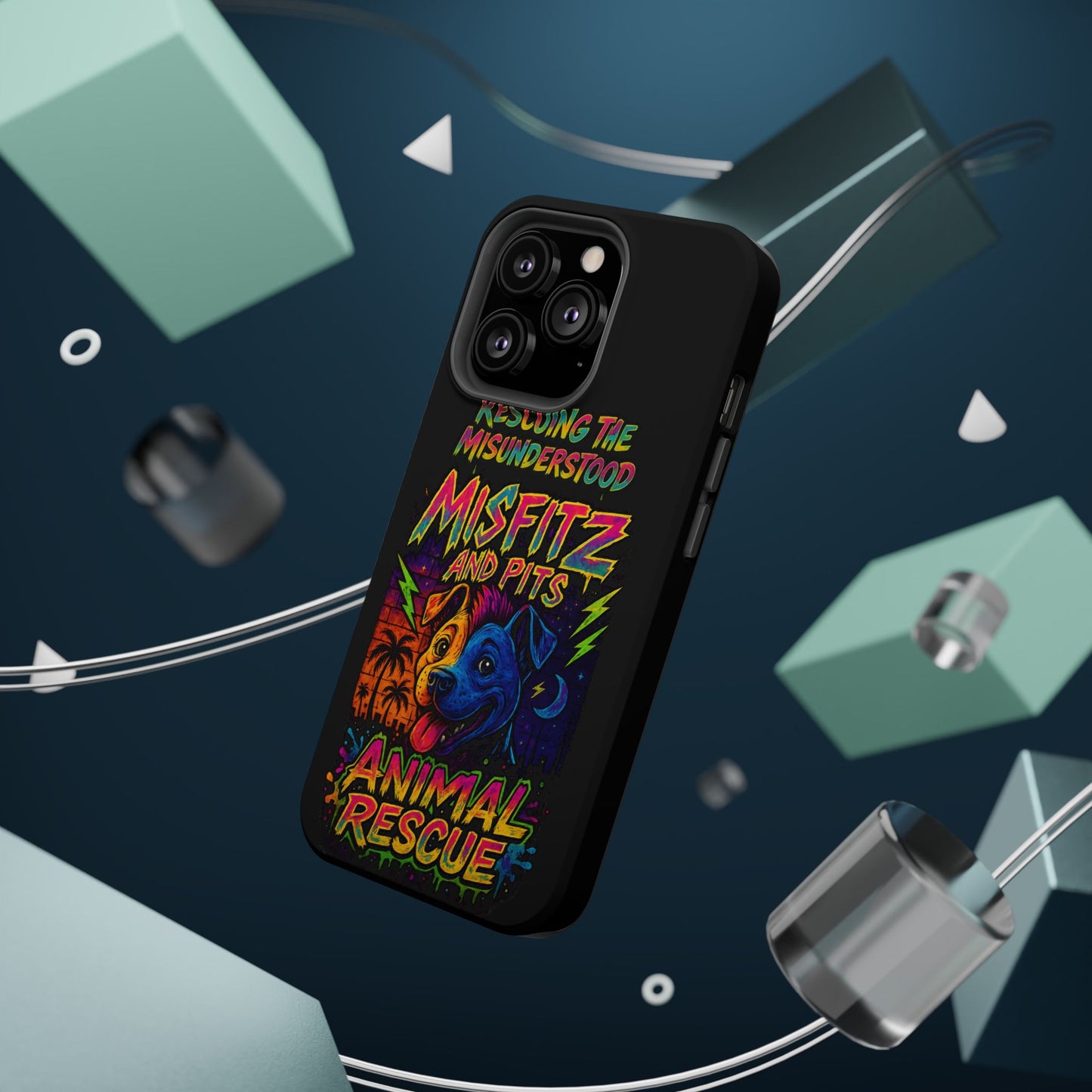Misfits And Pits Animal Rescue Phone Case - Magnetic Tough Case, Dog Lovers, Pet Adoption, Gift for Animal Advocates, Eco-Friendly Design
