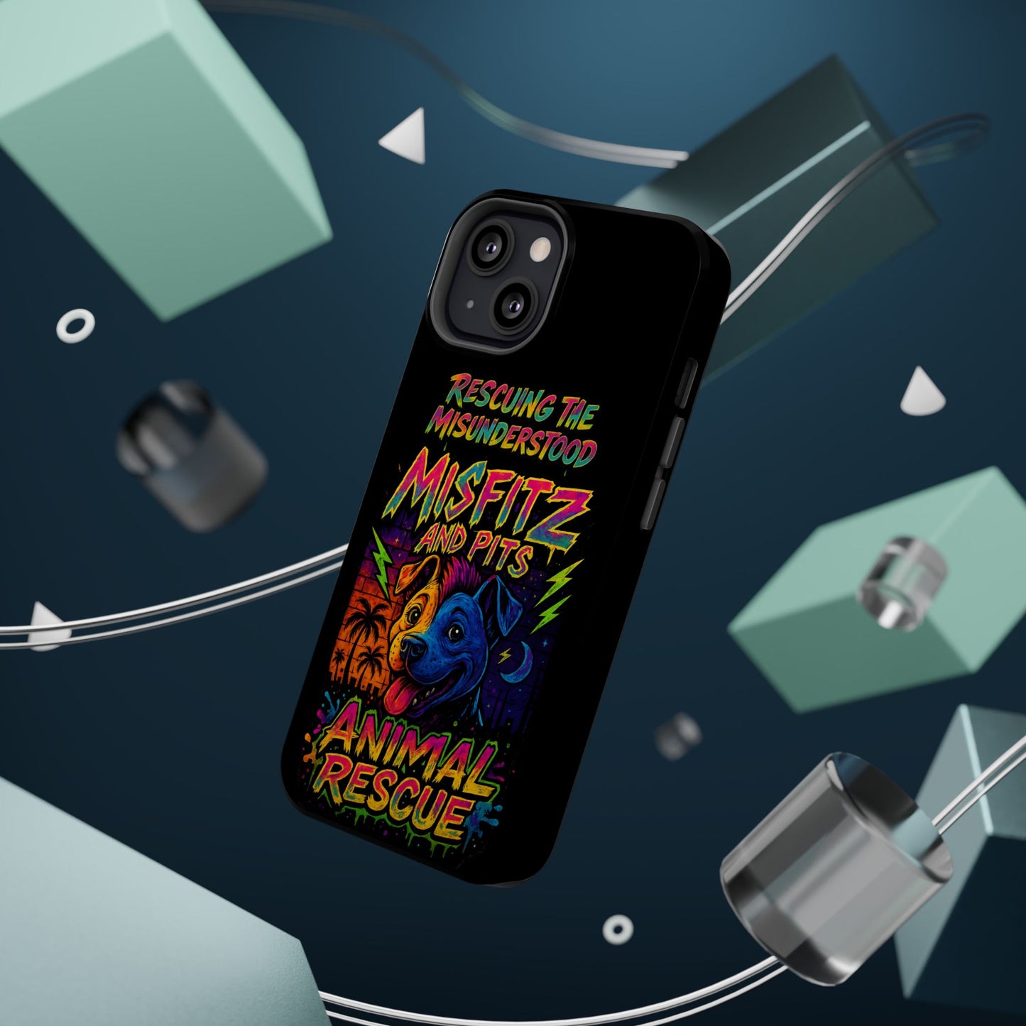 Misfits And Pits Animal Rescue Phone Case - Magnetic Tough Case, Dog Lovers, Pet Adoption, Gift for Animal Advocates, Eco-Friendly Design