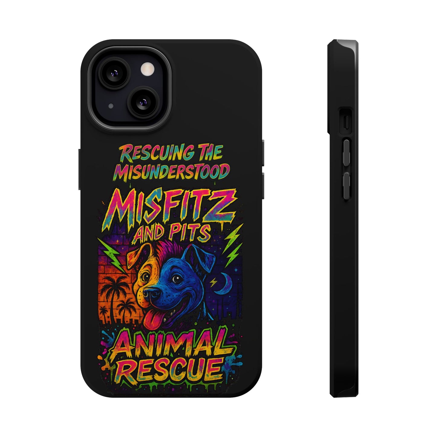 Misfits And Pits Animal Rescue Phone Case - Magnetic Tough Case, Dog Lovers, Pet Adoption, Gift for Animal Advocates, Eco-Friendly Design