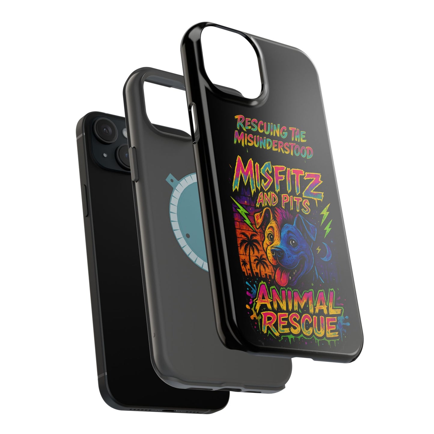 Misfits And Pits Animal Rescue Phone Case - Magnetic Tough Case, Dog Lovers, Pet Adoption, Gift for Animal Advocates, Eco-Friendly Design