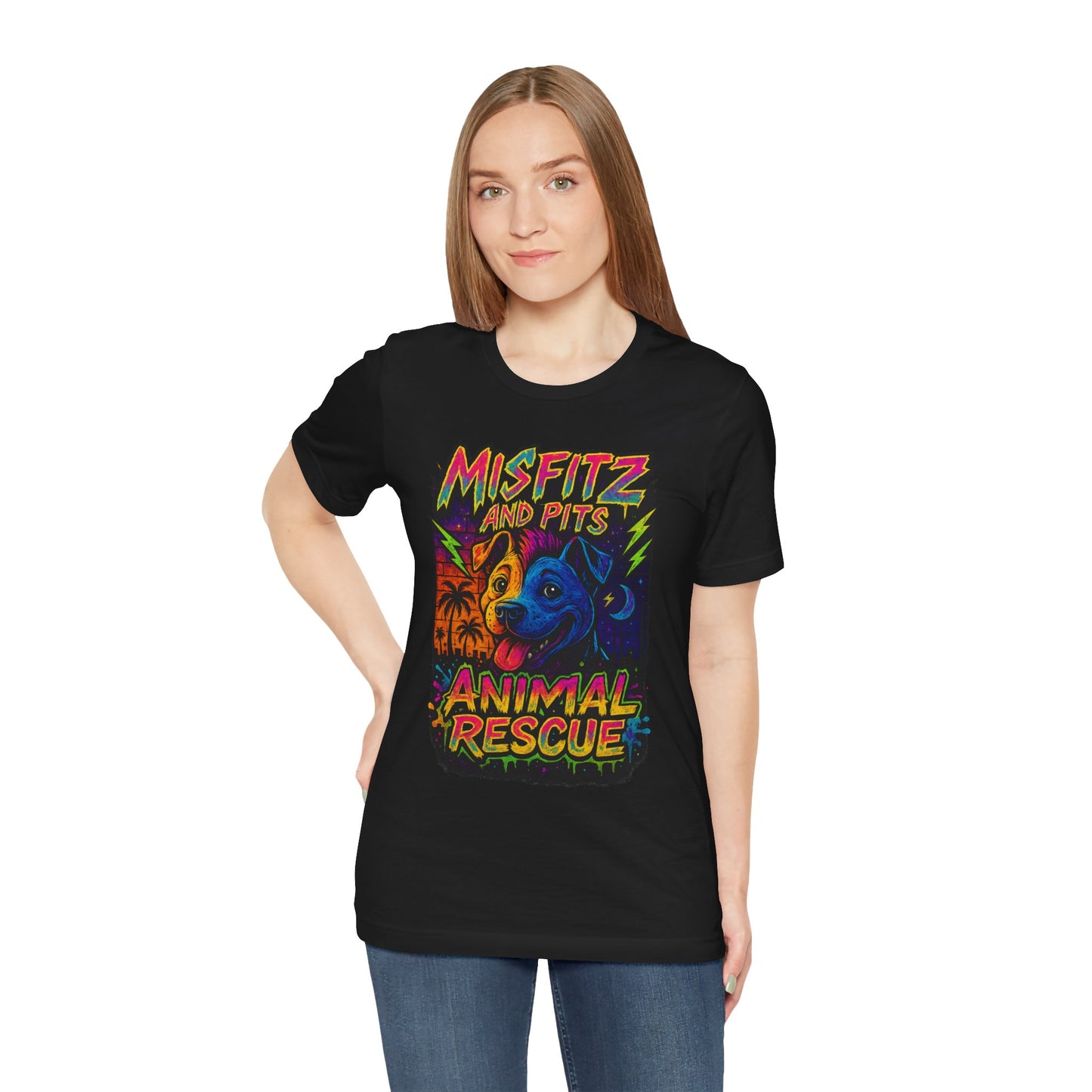 Misfits And Pits Animal Rescue logo Tshirt , Animal Rescue Shirt, Unisex Graphic Tee, Pet Lover Gift, Misfit Dogs Apparel, Fundraiser Tee