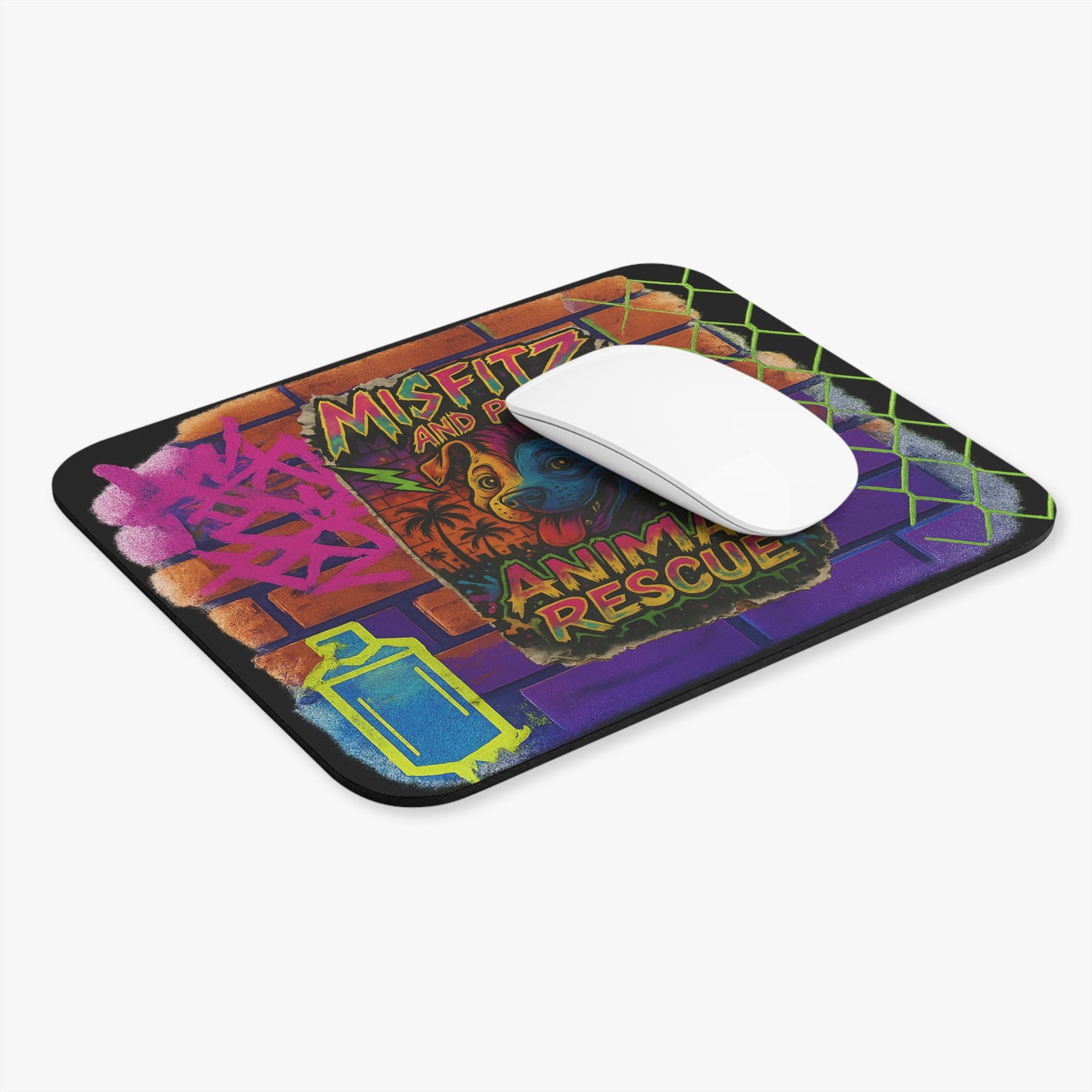 Misfitz And Pits Animal Rescue Mouse Pad, Fun Office Gift, Pet Lover Accessory, Gamer Mousepad, Creative Desk Décor