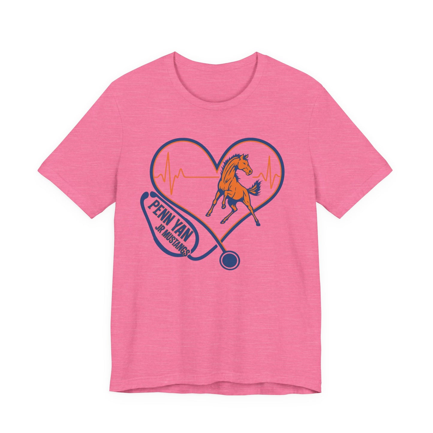 Penn Yan JR Mustangs Heartbeat Tee, Horse Lover's Shirt, Vet Gift, Animal Rights Awareness T-Shirt, Horseback Riding Gear, Country Style Fashion