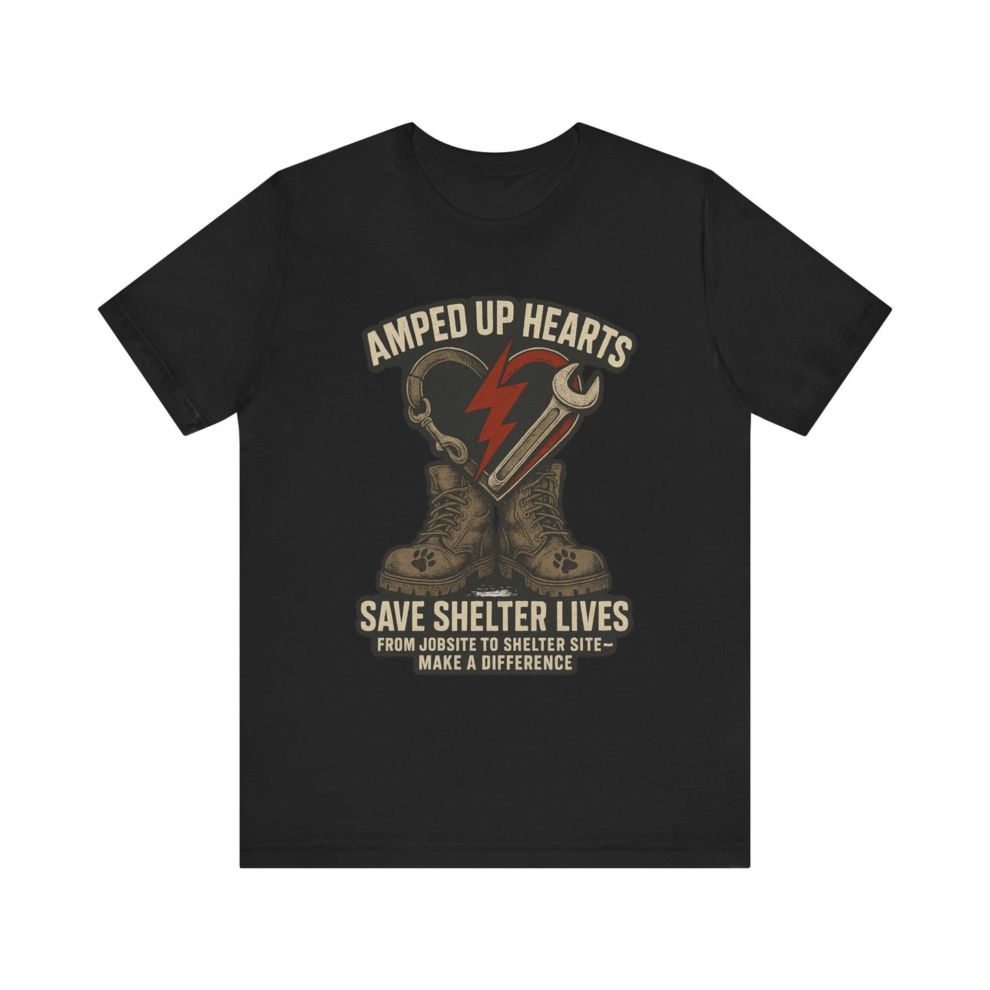 Amped Up Hearts Unisex Tee, Save Shelter Lives Shirt, Heartfelt Volunteer Tee, Animal Rescue Apparel, Thoughtful Gift for Animal Lovers