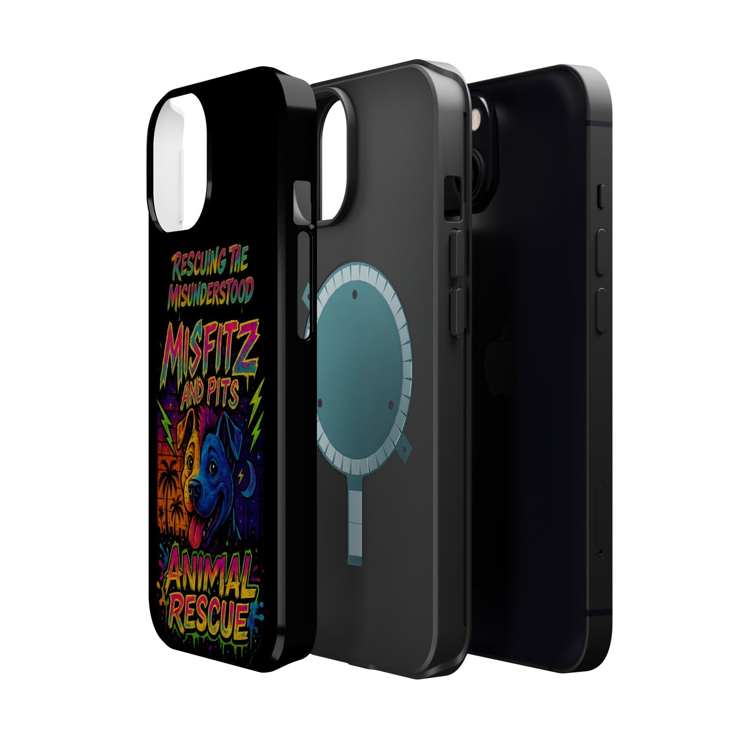 Misfits And Pits Animal Rescue Phone Case - Magnetic Tough Case, Dog Lovers, Pet Adoption, Gift for Animal Advocates, Eco-Friendly Design