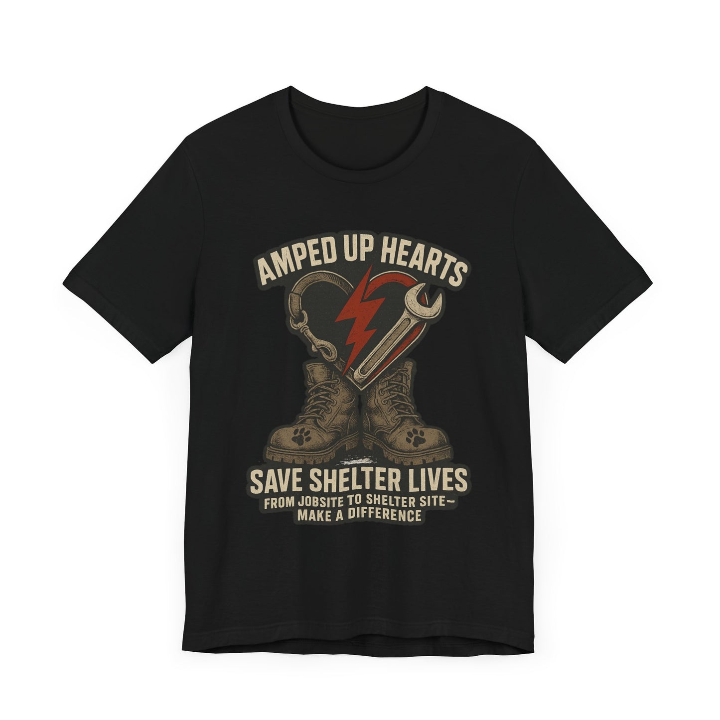 Amped Up Hearts Unisex Tee, Save Shelter Lives Shirt, Heartfelt Volunteer Tee, Animal Rescue Apparel, Thoughtful Gift for Animal Lovers