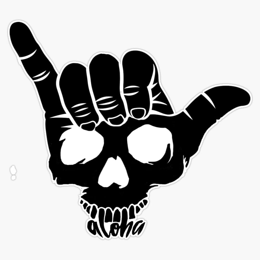 Shaka Skull Vinyl Sticker Waterproof Decal Laptop Wall Window Bumper Sticker 5"