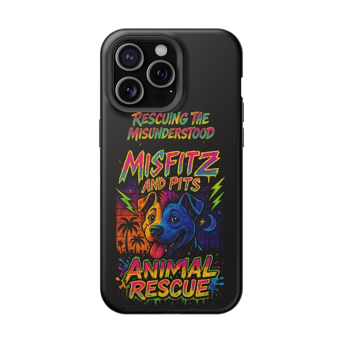 Misfits And Pits Animal Rescue Phone Case - Magnetic Tough Case, Dog Lovers, Pet Adoption, Gift for Animal Advocates, Eco-Friendly Design