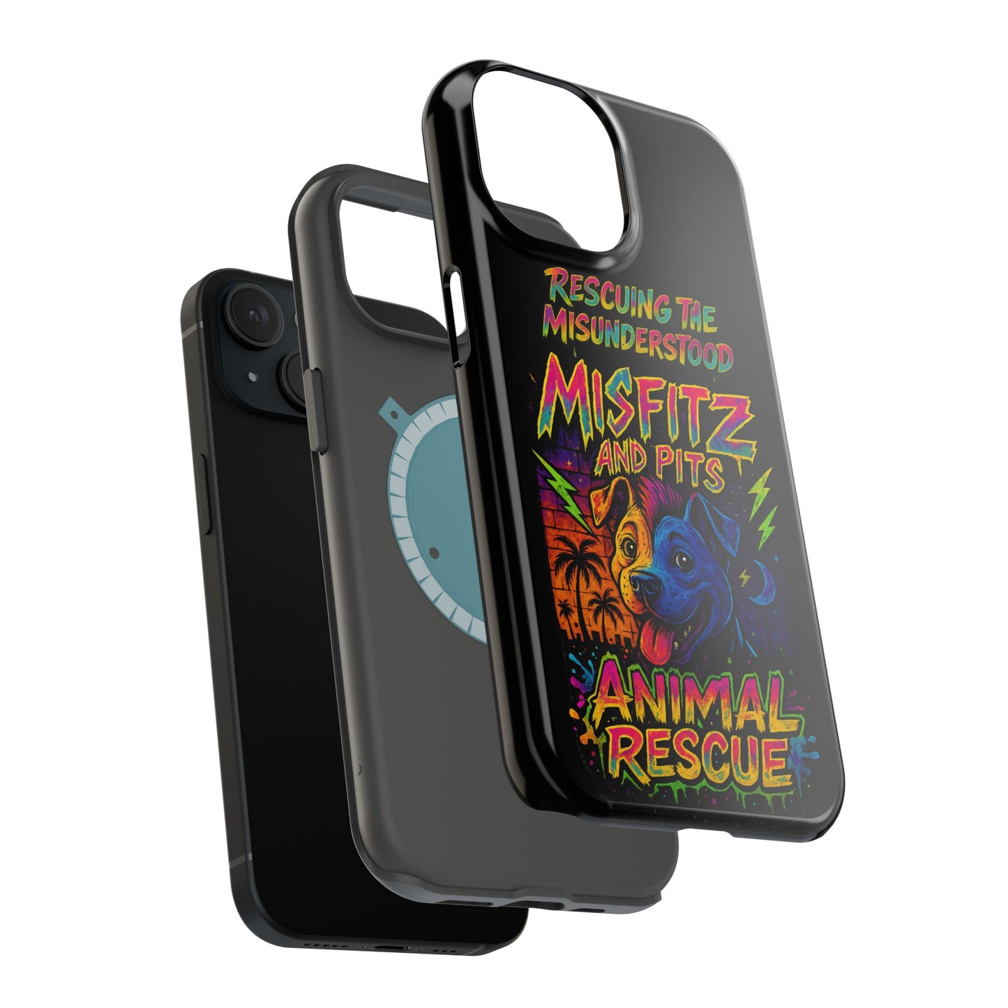 Misfits And Pits Animal Rescue Phone Case - Magnetic Tough Case, Dog Lovers, Pet Adoption, Gift for Animal Advocates, Eco-Friendly Design
