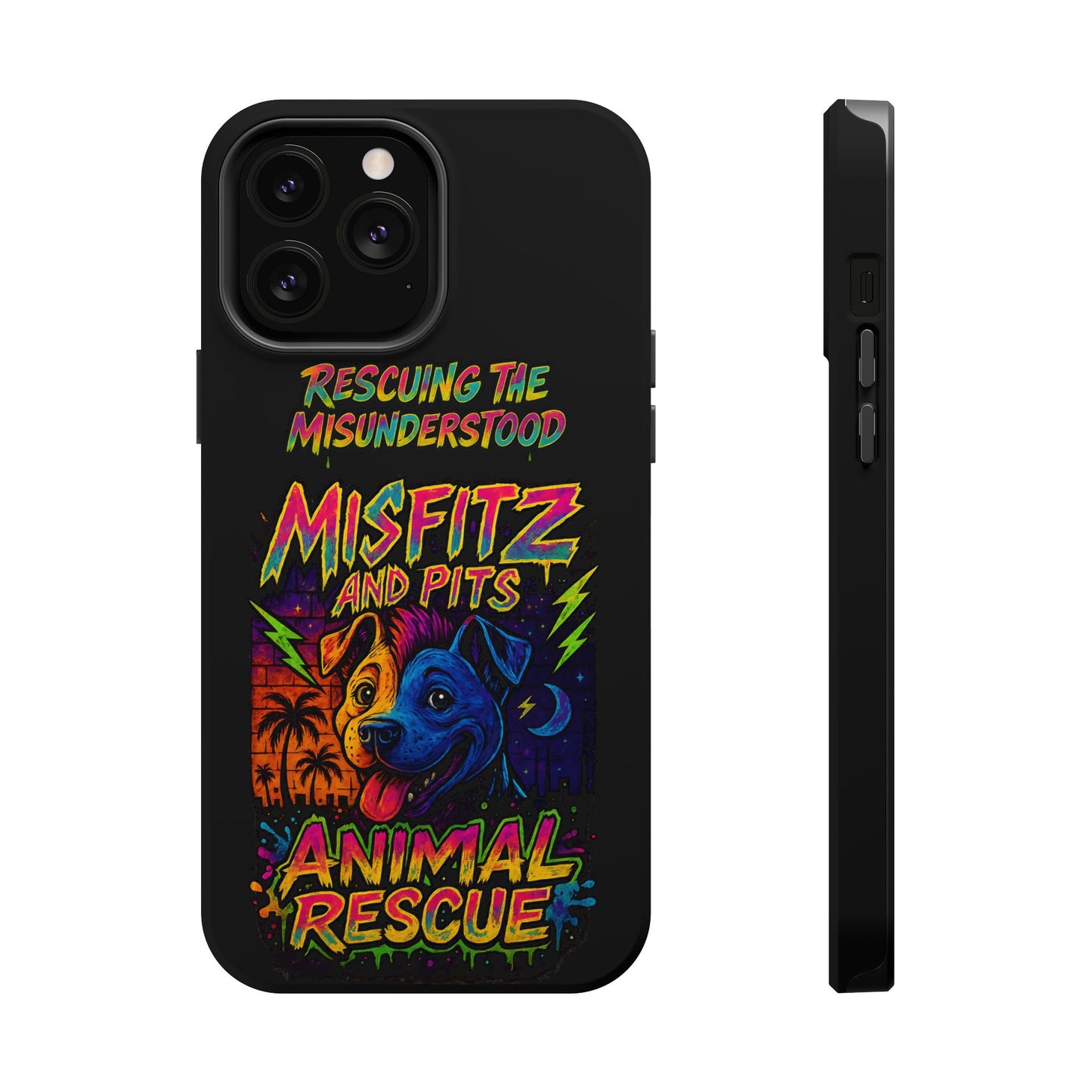 Misfits And Pits Animal Rescue Phone Case - Magnetic Tough Case, Dog Lovers, Pet Adoption, Gift for Animal Advocates, Eco-Friendly Design