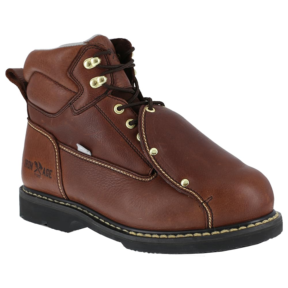 Iron Age Mens Groundbreaker 6 Inch Electrical Steel Toe External Met Guard Work Safety Shoes Casual - Brown