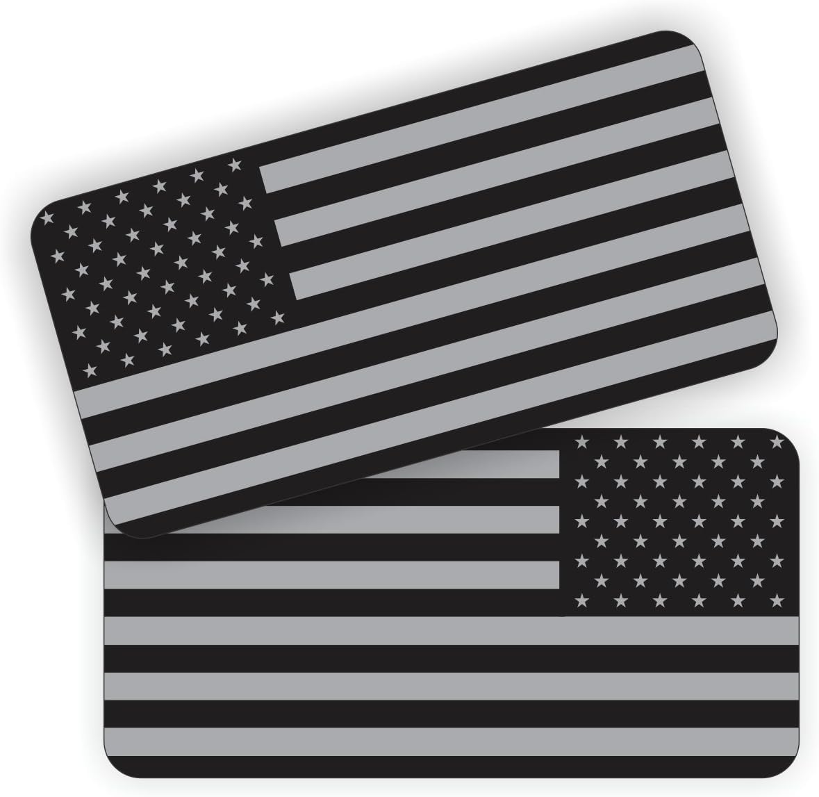 Pair - Reflective Stealthy American Flag Hard Hat Stickers | Black Ops Decals | Tactical Gear Survival Labels | USA Flags Toolbox Helmet Patriotic Old Glory