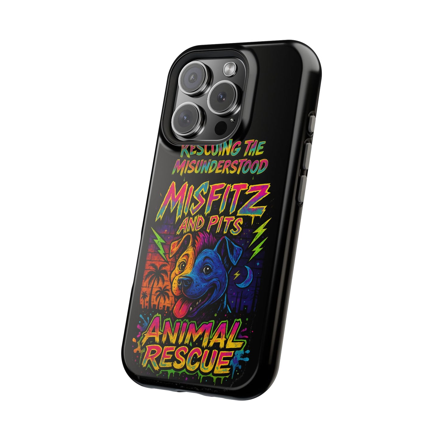 Misfits And Pits Animal Rescue Phone Case - Magnetic Tough Case, Dog Lovers, Pet Adoption, Gift for Animal Advocates, Eco-Friendly Design
