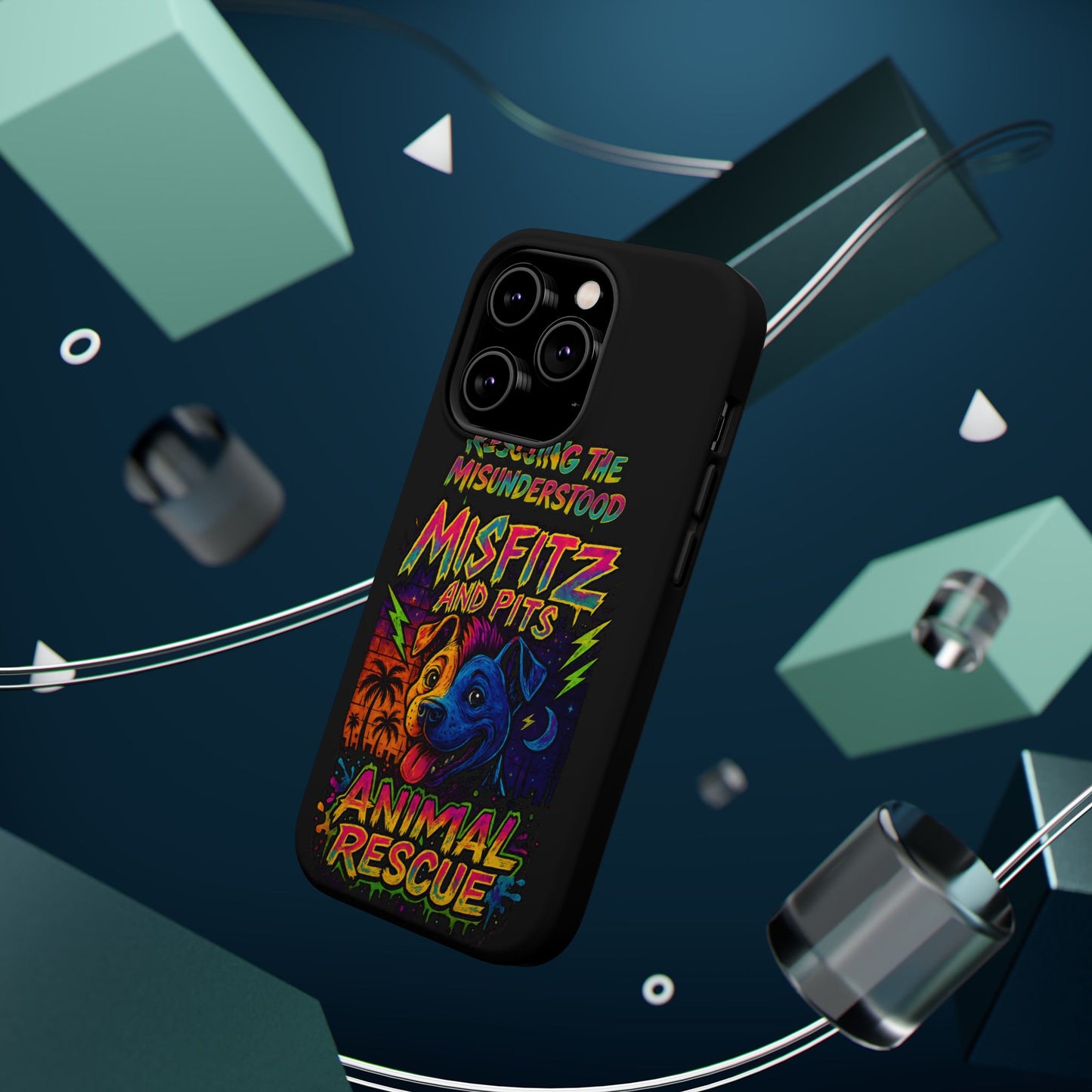 Misfits And Pits Animal Rescue Phone Case - Magnetic Tough Case, Dog Lovers, Pet Adoption, Gift for Animal Advocates, Eco-Friendly Design