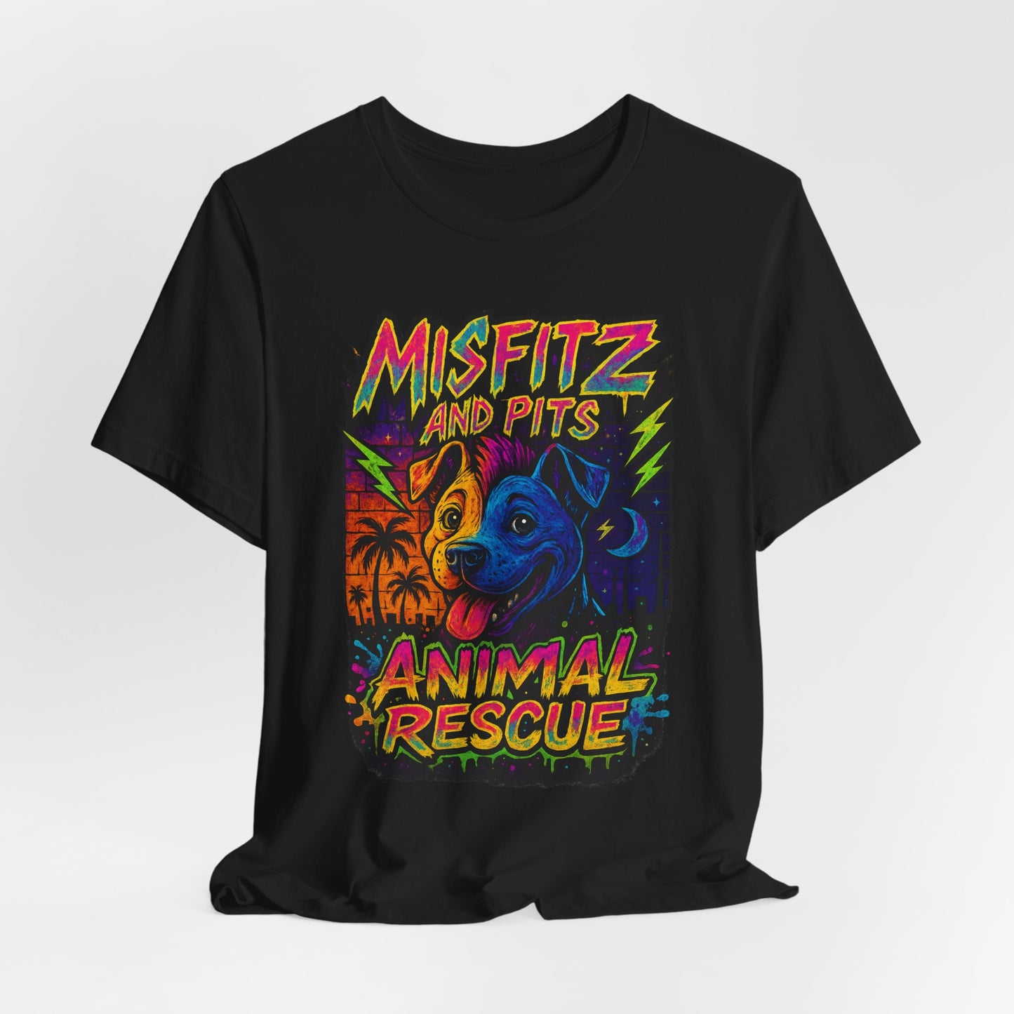 Misfits And Pits Animal Rescue logo Tshirt , Animal Rescue Shirt, Unisex Graphic Tee, Pet Lover Gift, Misfit Dogs Apparel, Fundraiser Tee