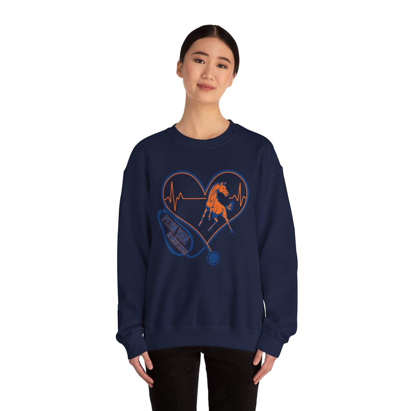 Heartfelt Horse Graphic Crewneck Sweatshirt for Animal Lovers, Cozy Gift for Birthdays, Holidays, Everyday Wear, Equestrian Apparel