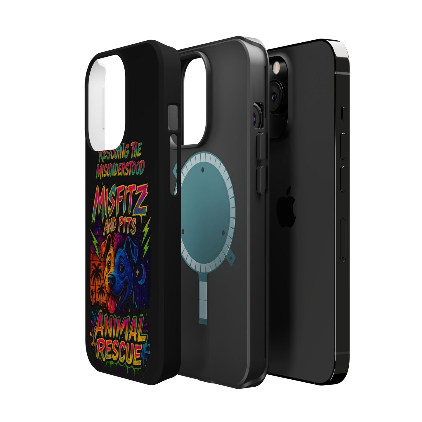 Misfits And Pits Animal Rescue Phone Case - Magnetic Tough Case, Dog Lovers, Pet Adoption, Gift for Animal Advocates, Eco-Friendly Design