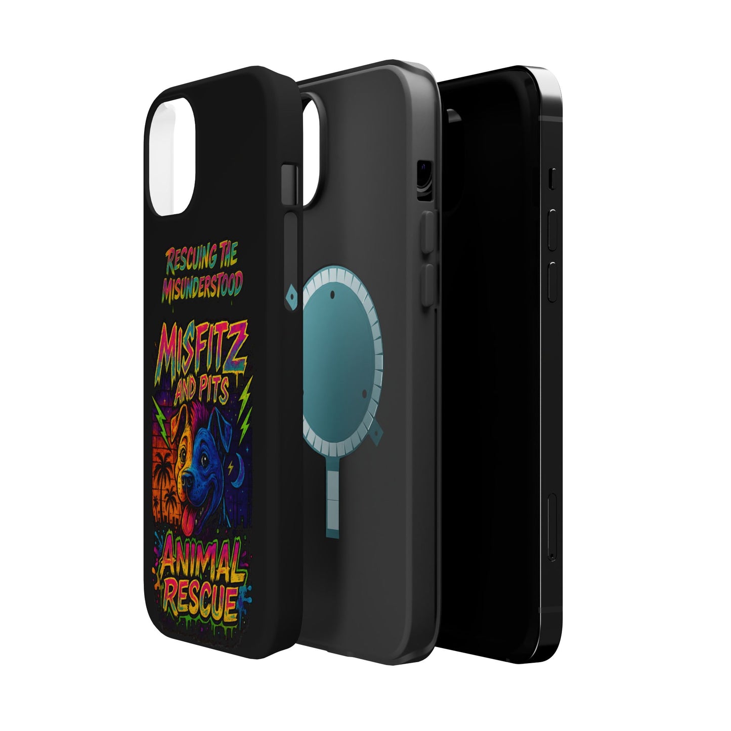 Misfits And Pits Animal Rescue Phone Case - Magnetic Tough Case, Dog Lovers, Pet Adoption, Gift for Animal Advocates, Eco-Friendly Design