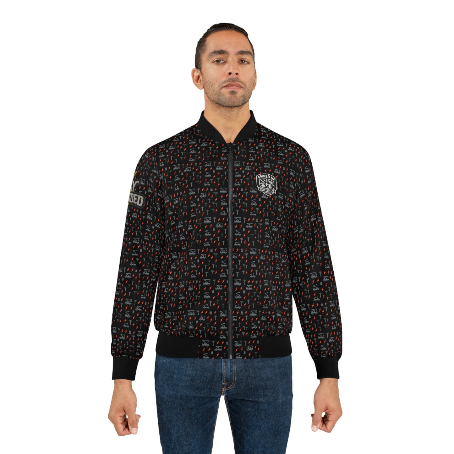 Amped Up “Stay Grounded” Bomber Jacket – Bucket Truck Edition
