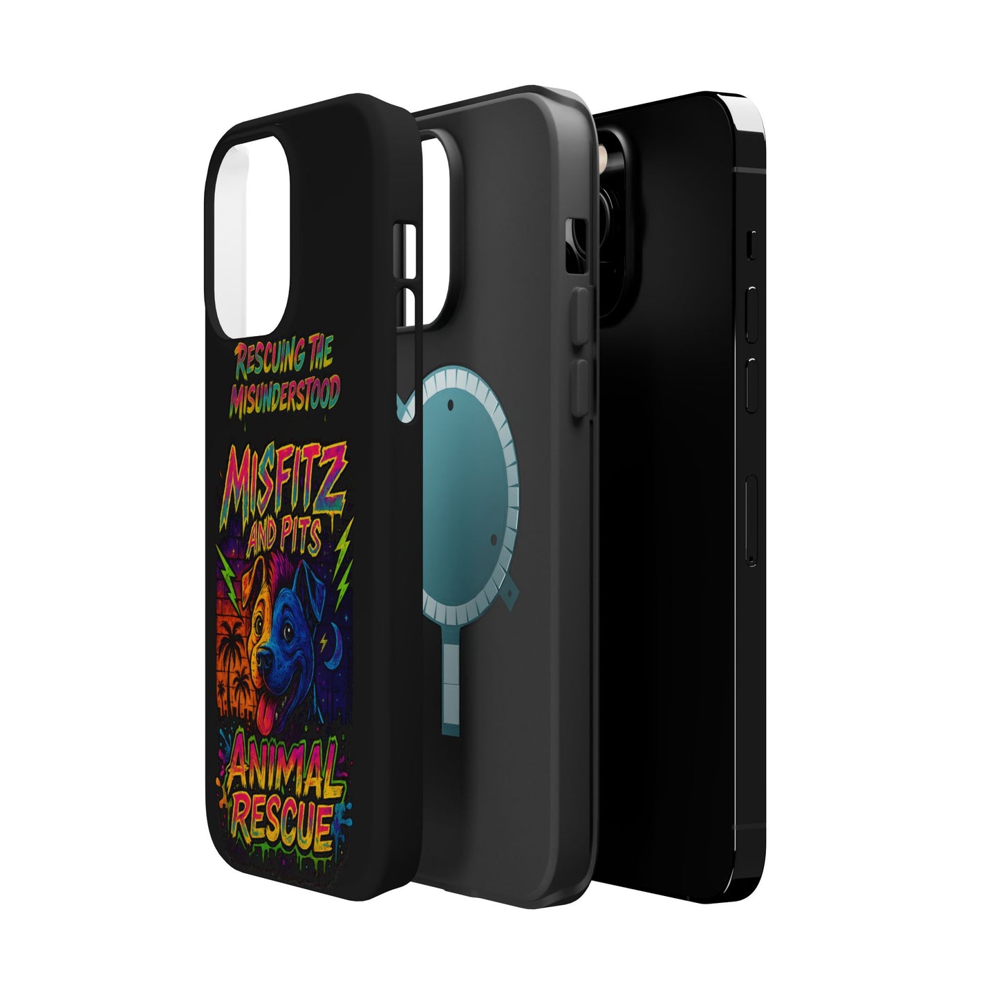 Misfits And Pits Animal Rescue Phone Case - Magnetic Tough Case, Dog Lovers, Pet Adoption, Gift for Animal Advocates, Eco-Friendly Design
